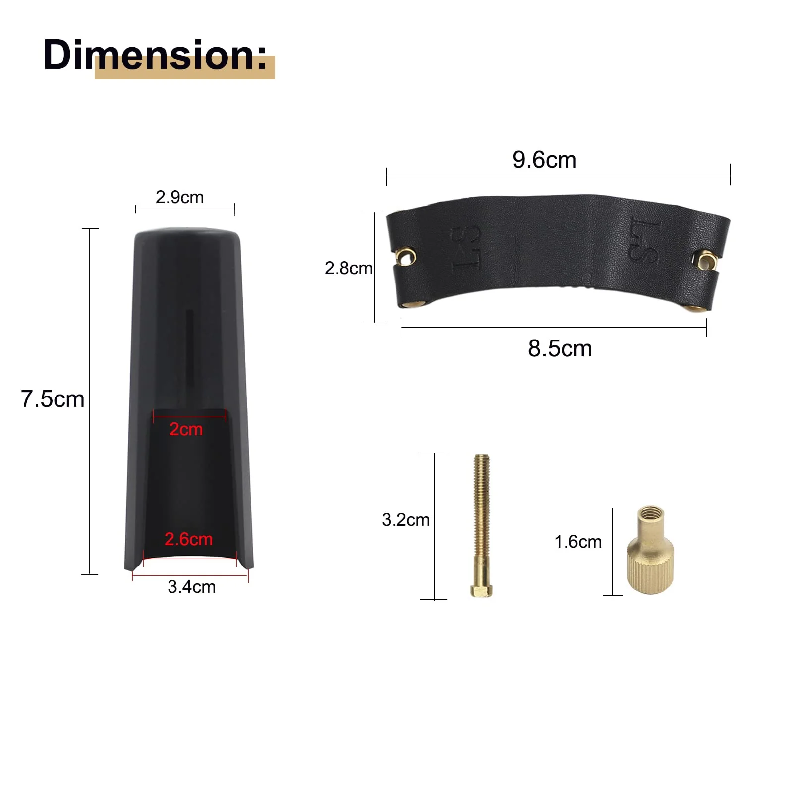 PU Leather Alto Saxophone Ligature Clip Fastener with Saxophone Mouthpiece Plastic Cap For Alto Sax Saxophone - Image 2