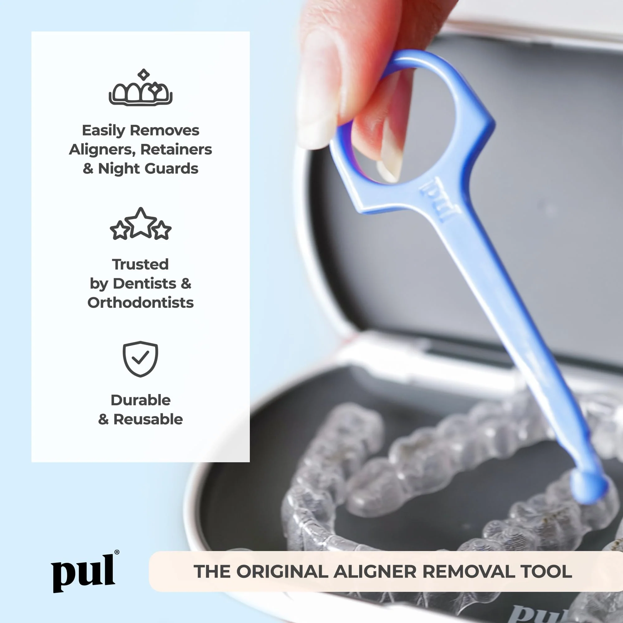 PUL Pack of 3 Aligner Removal Tool – Invisalign Remover Tool & Retainer Hook for Clear Aligners, Trays & Night Guards – Reusable Invisalign Accessories, Aligner Hooks & Retainer Removal Hook – White 3 Pack - Image 2