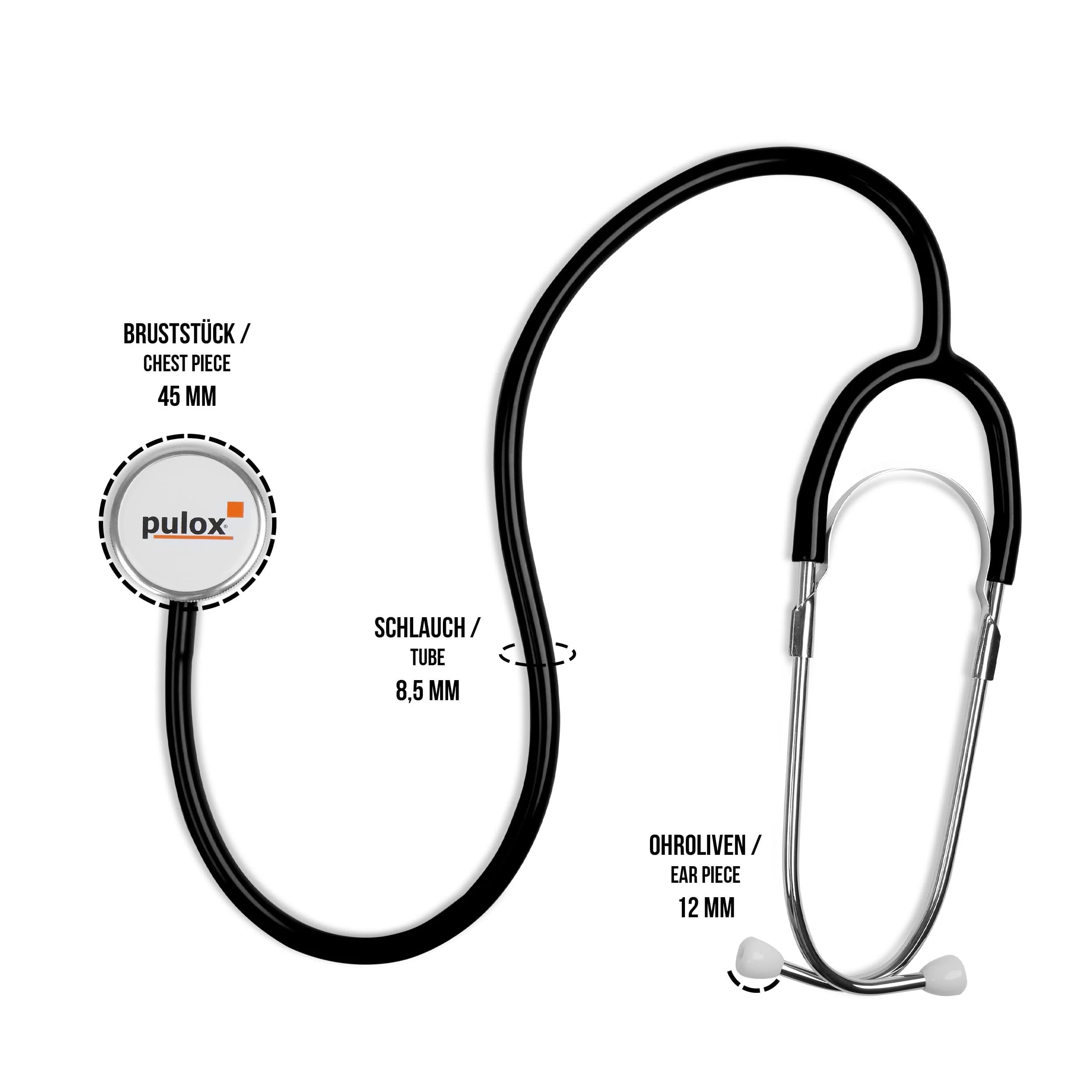Pulox Flat Head Stethoscope for Respiratory Monitoring and Blood Pressure Monitoring in Black - Image 4