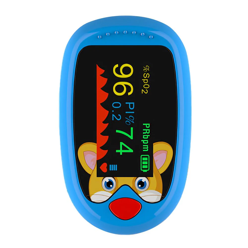 Pulse Oximeter Finger Oximeter for Children with TFT Display - Portable Finger Clip SpO2 Monitor for Measuring Blood Oxygen & Heart Rate | Fast Results in 3-5 Seconds (Blue) blue