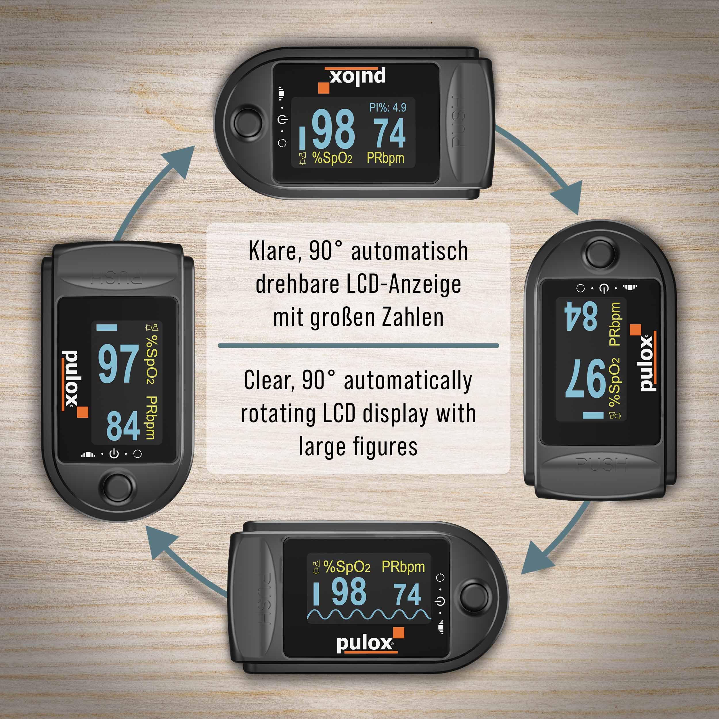 Pulse oximeter PULOX PO-200A with switchable alarm function and pulse tone incl. Accessories *Colour selection possible, black - Image 4