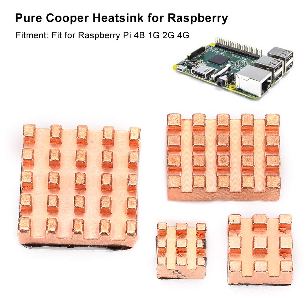 Pure Copper Heatsink, 4 Heatsinks Made of Pure Copper, Durable and Unbreakable for Raspberry PI 4B 1G 2G 4G (Copper) - Image 2
