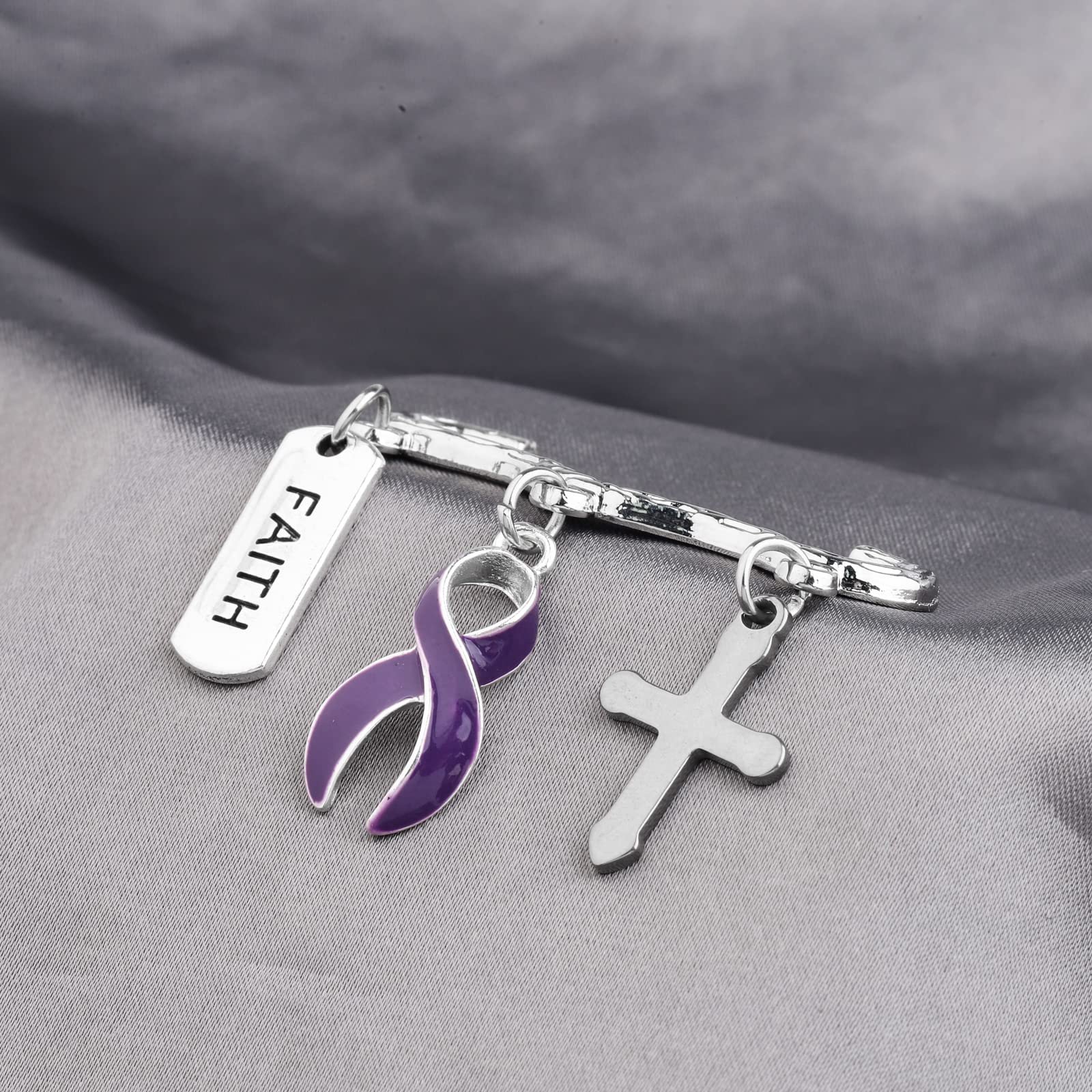Purple Ribbon Pin Pancreatic Cancer Alzheimer's Awareness Lupus, Epilepsy, Crohn's Disease, Spoonie Gift, Stainless Steel - Image 3