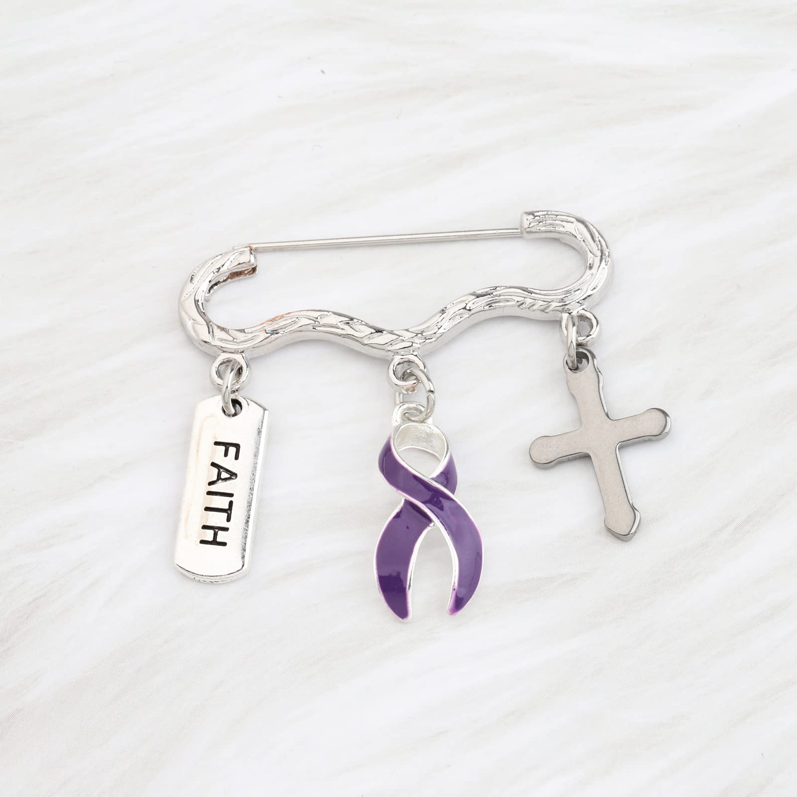 Purple Ribbon Pin Pancreatic Cancer Alzheimer's Awareness Lupus, Epilepsy, Crohn's Disease, Spoonie Gift, Stainless Steel - Image 4