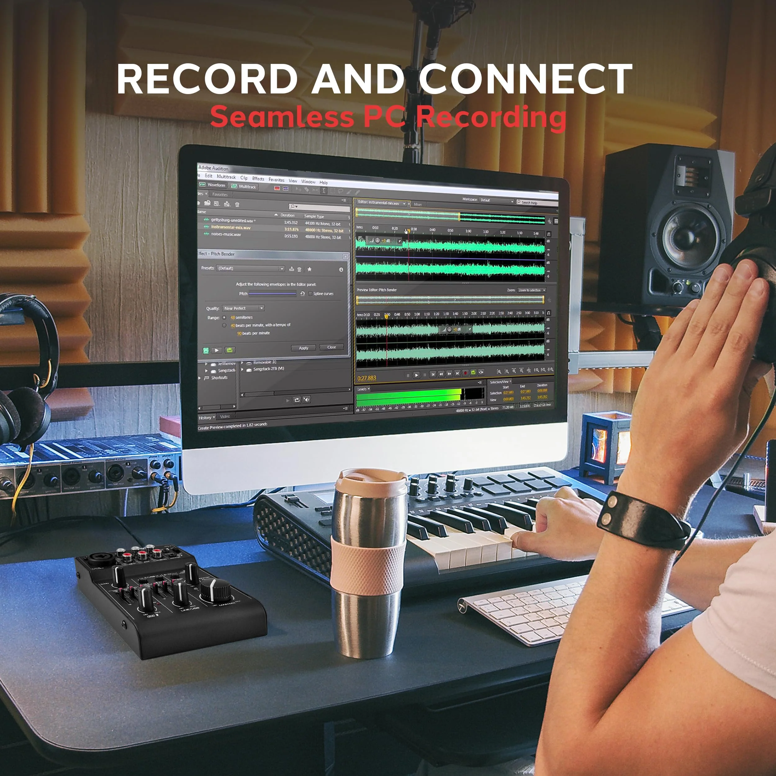 Pyle 3-Channel Bluetooth Audio Mixer – DJ Sound Controller & USB Soundcard Interface for PC Recording, XLR & 3.5mm Mic Input, RCA In/Out, 18V Power – Professional & Beginner DJ Mixer - Image 2