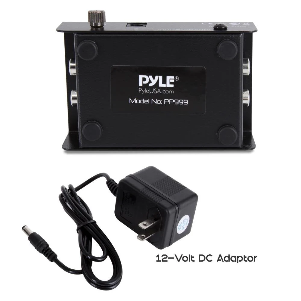 Pyle Phono Turntable Preamp - Mini Electronic Audio Stereo Phonograph Preamplifier with RCA Input, RCA Output & Low Noise Operation Powered by 12 Volt DC Adapter - PP999 , Black Single - Image 5