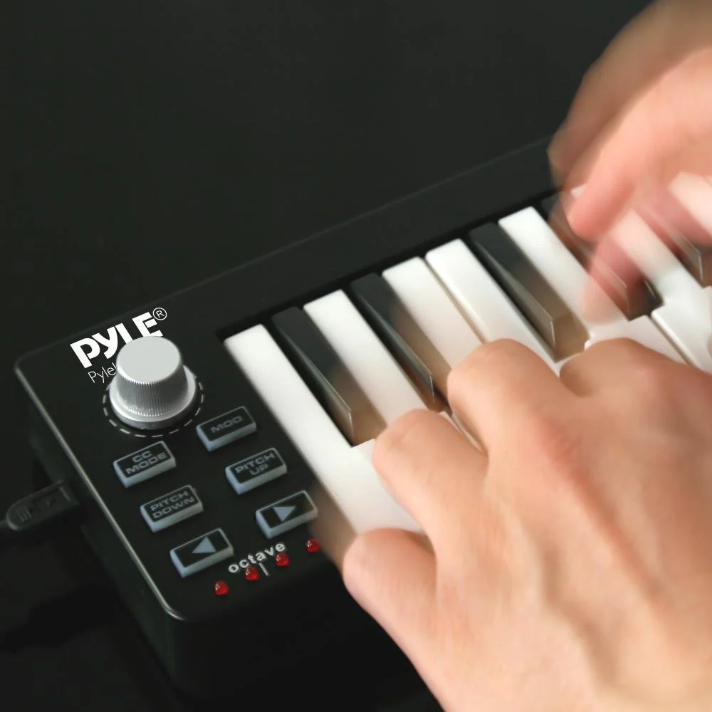 Pyle USB MIDI Keyboard Controller - Upgraded 25 Key Portable Audio Recording Workstation Equipment - Hardware Buttons Control any DAW Software for Computer Music Production - PMIDIKB10_0 - Image 7