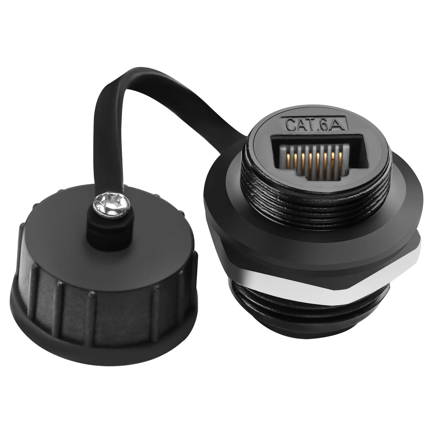 QIANRENON Cat6a RJ45 Waterproof Network Adapter, Female to Female Panel Mount, Outdoor Network, 2 Pack