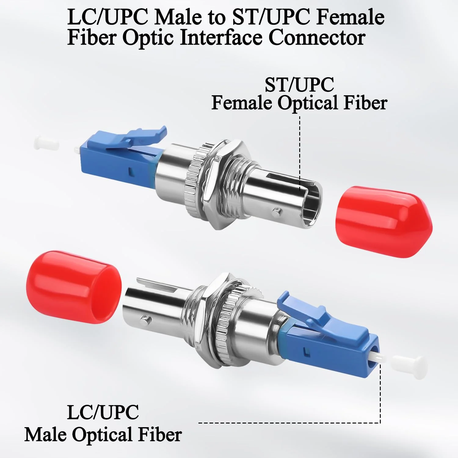 QIANRENON LC to ST Hybrid Fiber Simplex Adapter Coupler SM 9/125μm LC/UPC Male to ST/UPC Female Fiber Optic Interface Connector for Patch Cord Pigtail Optical Power Meter Red Light Pen FTTH - Image 2