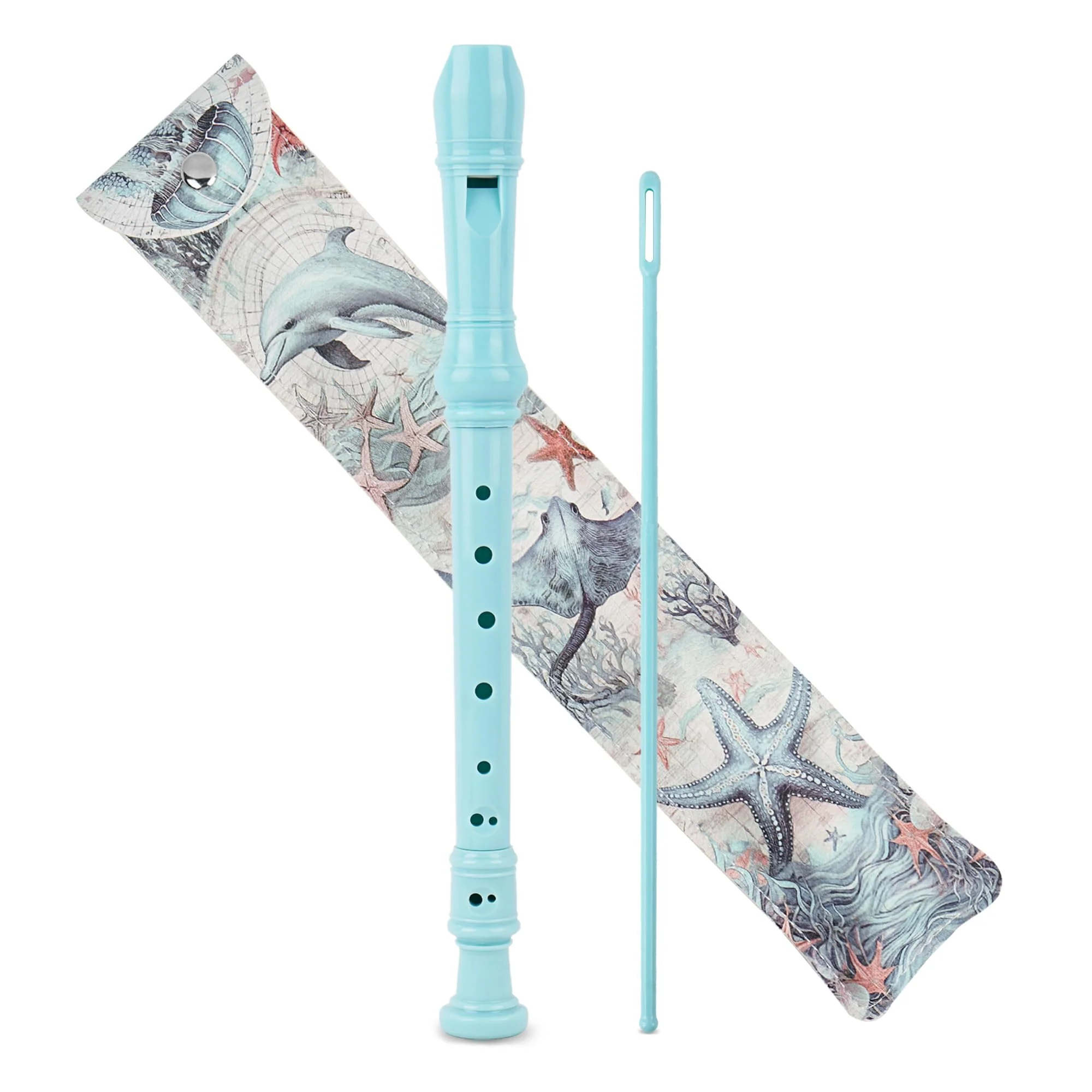 QIELIZI Recorder Instrument for Beginner Adults,8-Hole Soprano Descant Recorder Music Flute with with Cleaning Rod & Leather Case For Home Entertainment(2-Sea World2) 2-Pack 2-Sea World2