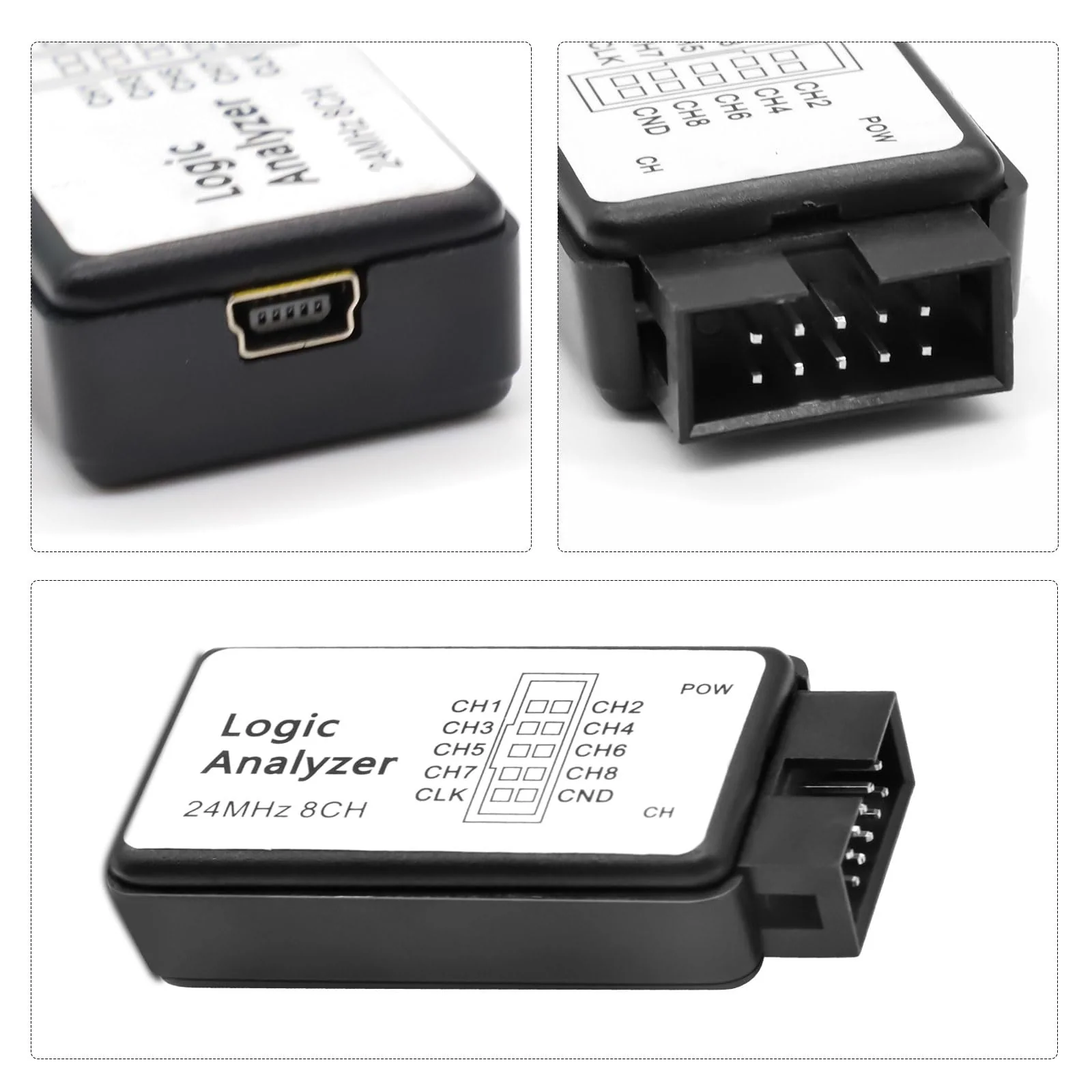 QIQIAZI USB Logic Analyzer 8 Channels 24MHz 5PF with USB Cable and Connection Cable Compatible with Arduino - Image 2