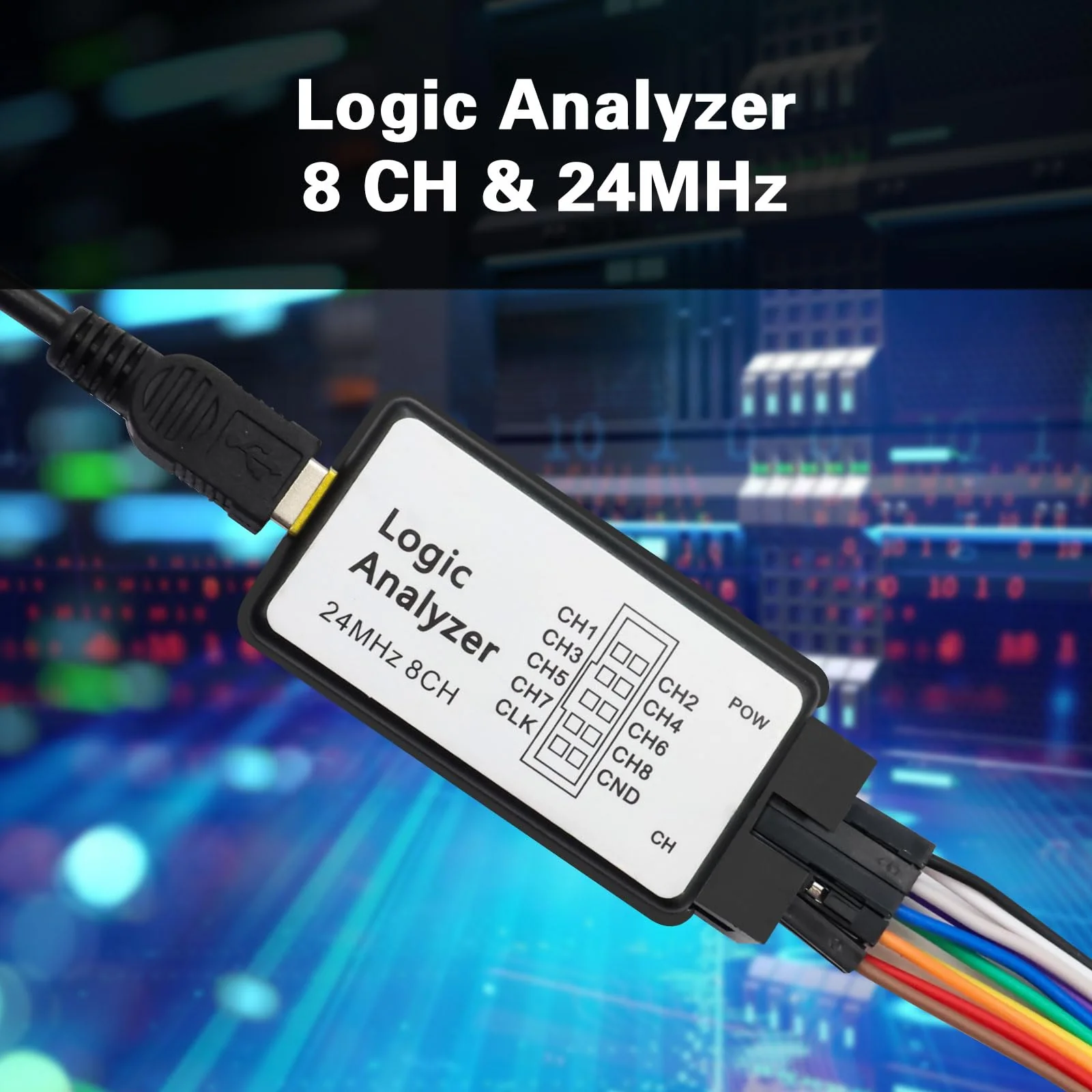 QIQIAZI USB Logic Analyzer 8 Channels 24MHz 5PF with USB Cable and Connection Cable Compatible with Arduino - Image 6