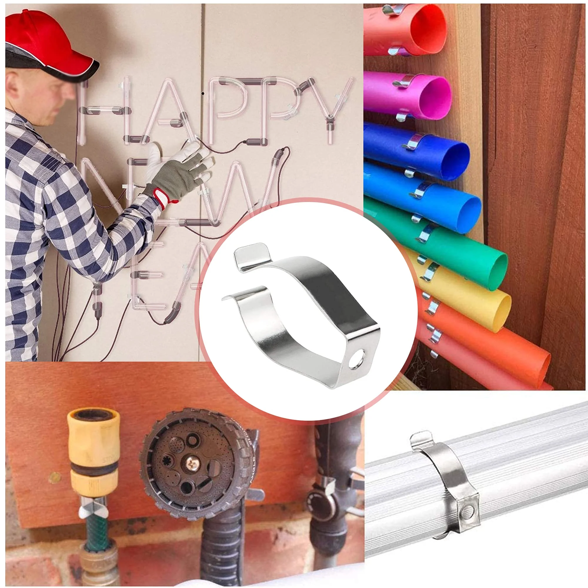 QIUMING Pack of 20 U-Clip Holder for Fluorescent Tube Holder LED Fluorescent Tube to Prevent Sag for LED Light Lamp Pipe Water Pipe Shed Garage Storage - Image 7