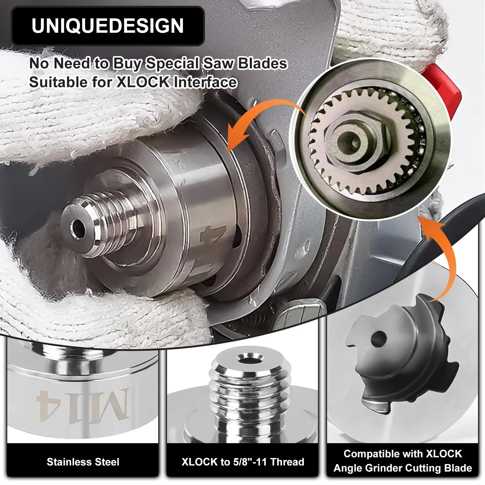 Qivine 3Pcs Xlock Adapter to M14 Thread, Alloy Thread Xlock Adapter Kit, Angle Grinder Cutting Blade Adapters with Quick Change Nut Ultra-robust for Diamond Drill bits, Cutting Blades M14 for Europe - Image 4