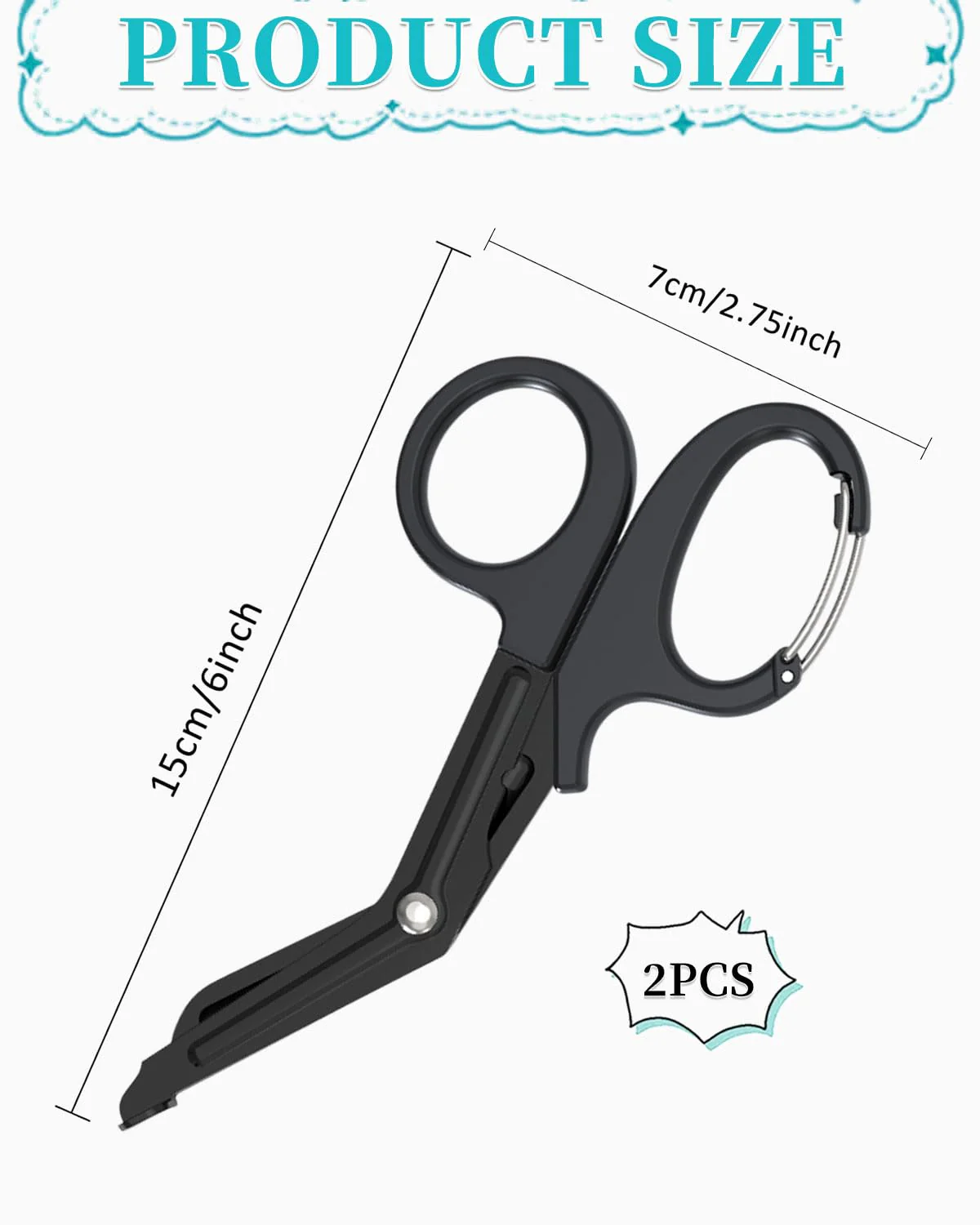 QLEUIFT Medical Bandage Scissors, Medical Scissors, EMT and Trauma Scissors, Stainless Steel Bandage Scissors, 15 cm, Bent Stealth for Nurses, Medical Students, Emergency Room, Black - Image 2