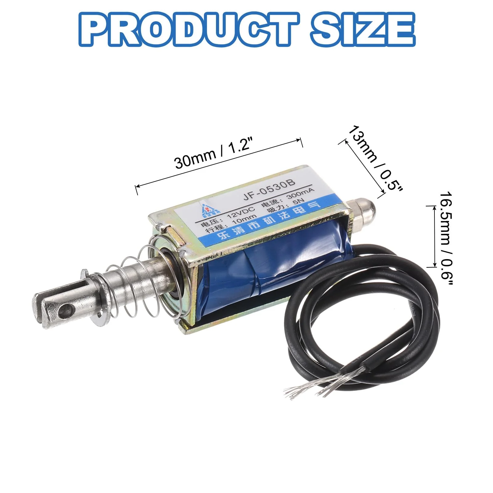 QUARKZMAN DC 12V 0.3A Solenoid Electromagnet Push Type 5N 10 mm Hub Electromagnetic Actuator Open Frame Linear Motion JF-0530B Magnet Electromagnet - Image 2