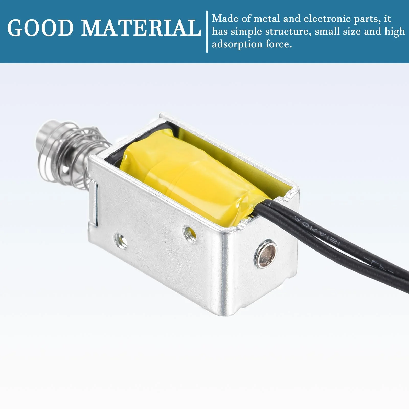 QUARKZMAN DC 3V 0.5A Open Frame Solenoid Electromagnet x 1 Piece Pressure Pull Type Open Frame Solenoid Electromagnet for Vending Machines, [Silver Tone, Black] - Image 2
