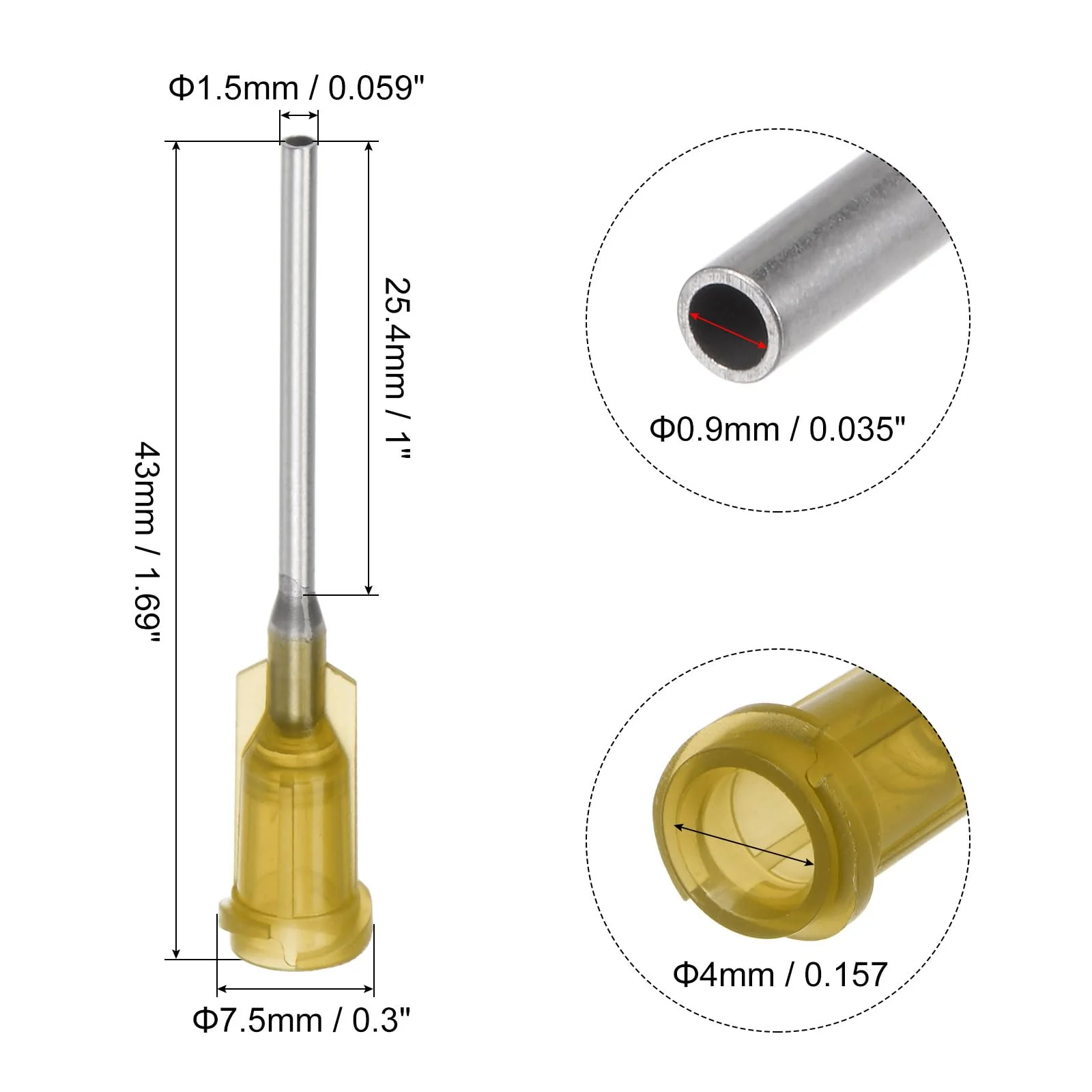 QUARKZMAN Industrial Blunt Tip Cannula 17G 1 Inch Length with Luer Lock Screw Connection, Dispensing Cannula for Liquid Glue Gun, 40 Pieces (Yellow) - Image 2