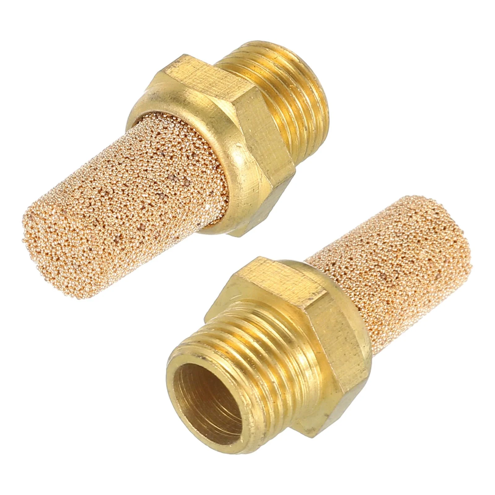 QUARKZMAN Pneumatic Silencer 1/8 Inch NPT Male Long Exhaust Silencer Solenoid Valve Brass Silencer Noise Silent Air Cylinder Accessories for Valve Set of 2