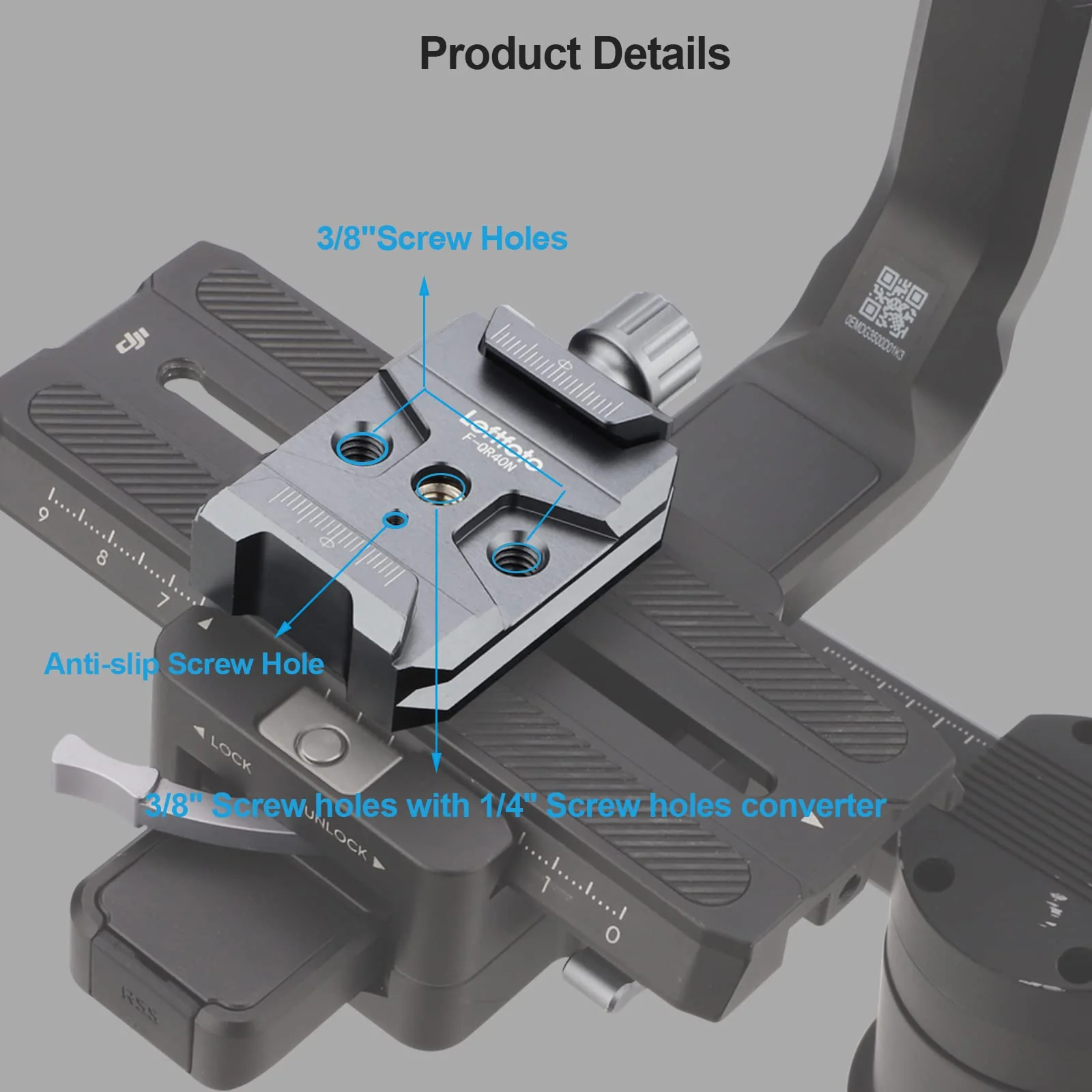 Quick Release Clamp,QR Base,Camera Mounts Clamps for Arca-Swiss Standard Compatible with DJI Ronin S 2/3/3-pro/c2 Gimbal for Zhiyun Crane Series and Camera Tripod - Image 2