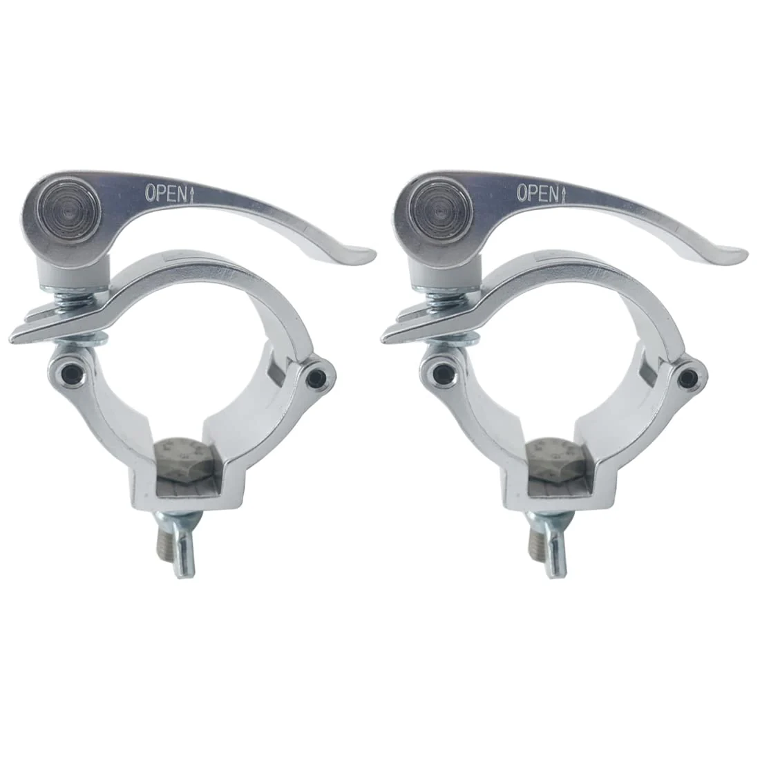Quick Release Stage Light Clamps,Heavy Duty Aluminum Alloy Mount Silver Lighting Clamps with TUV Certified, Fit 2 inch OD Truss Pipe