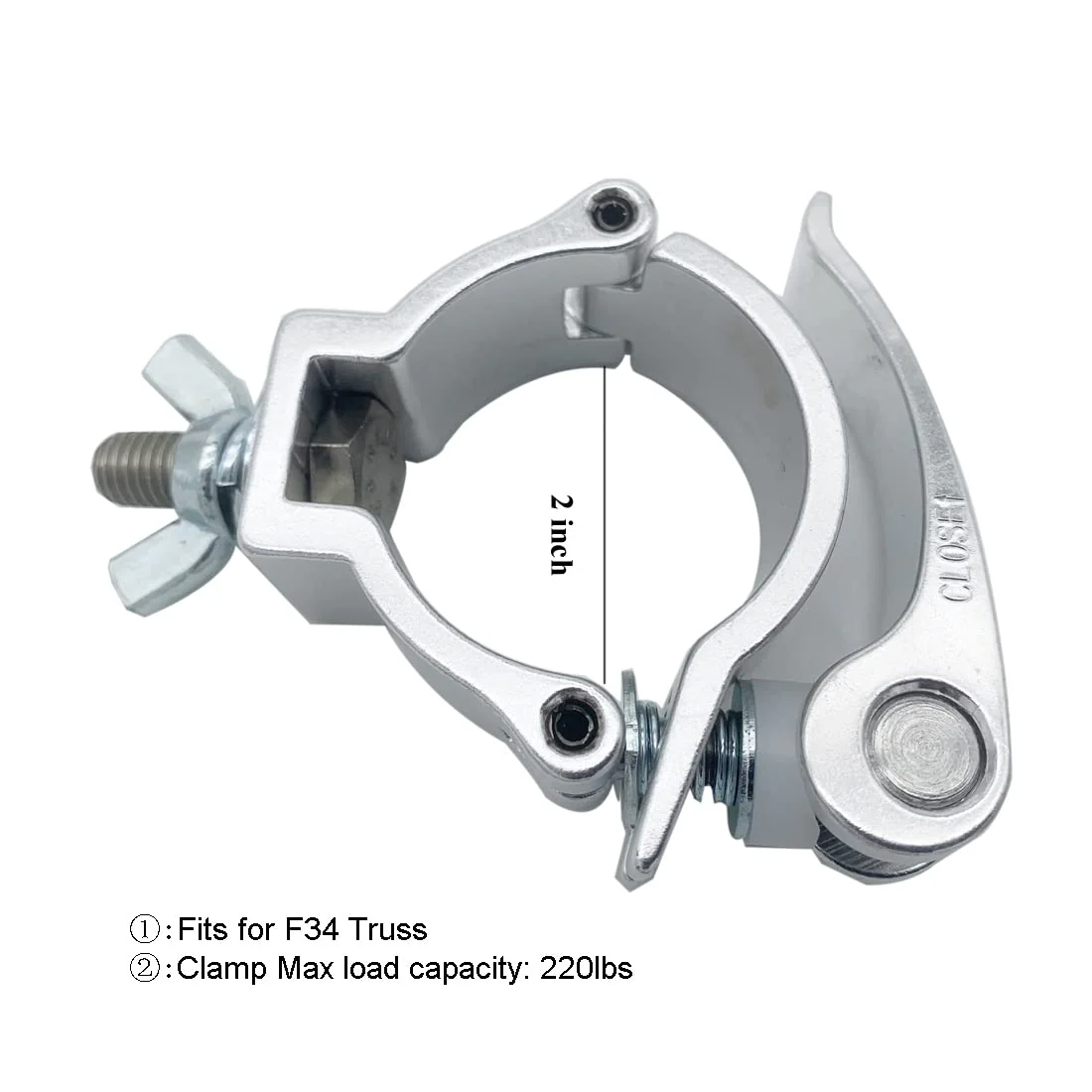 Quick Release Stage Light Clamps,Heavy Duty Aluminum Alloy Mount Silver Lighting Clamps with TUV Certified, Fit 2 inch OD Truss Pipe - Image 4