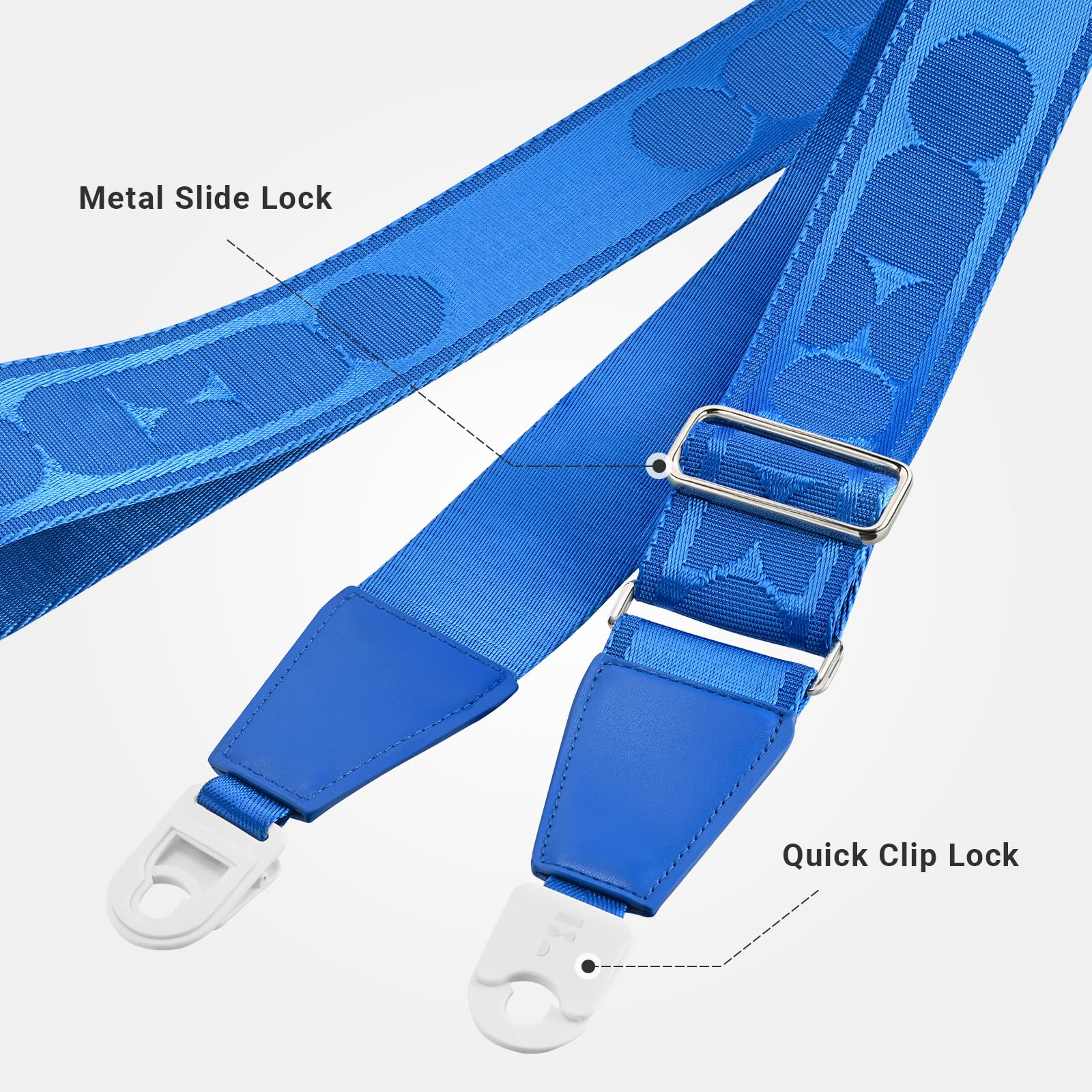 Quick-Snap Nylon Strap-quick locking-2 inches leather ends for Acoustic Electric Guitar Straps,Bass Guitar Strap Deep Blue - Image 5