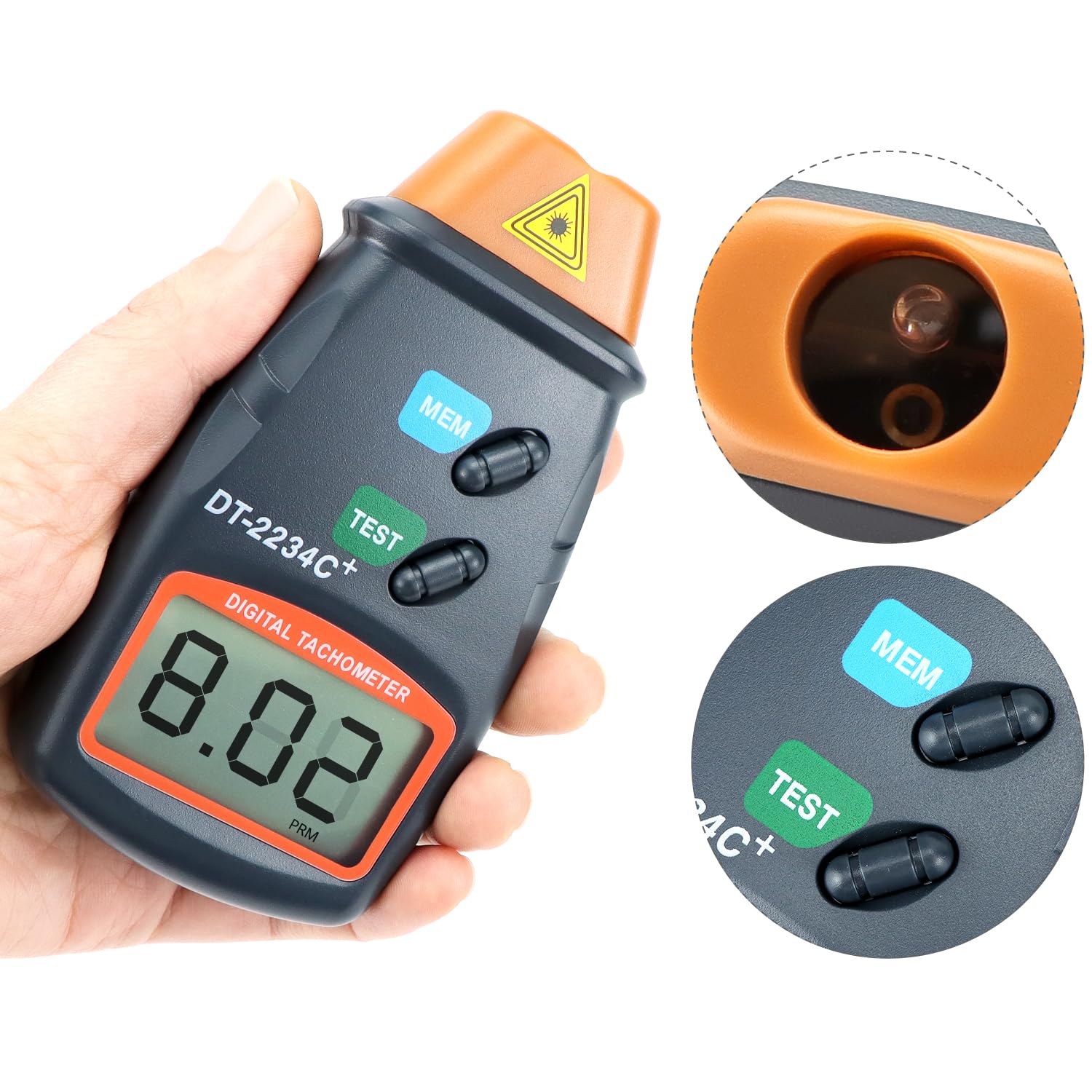 QWORK® Digital Tachometer, Non-Contact Laser Photo Tachometer, Large LCD Display, Batteries Not Included - Image 4