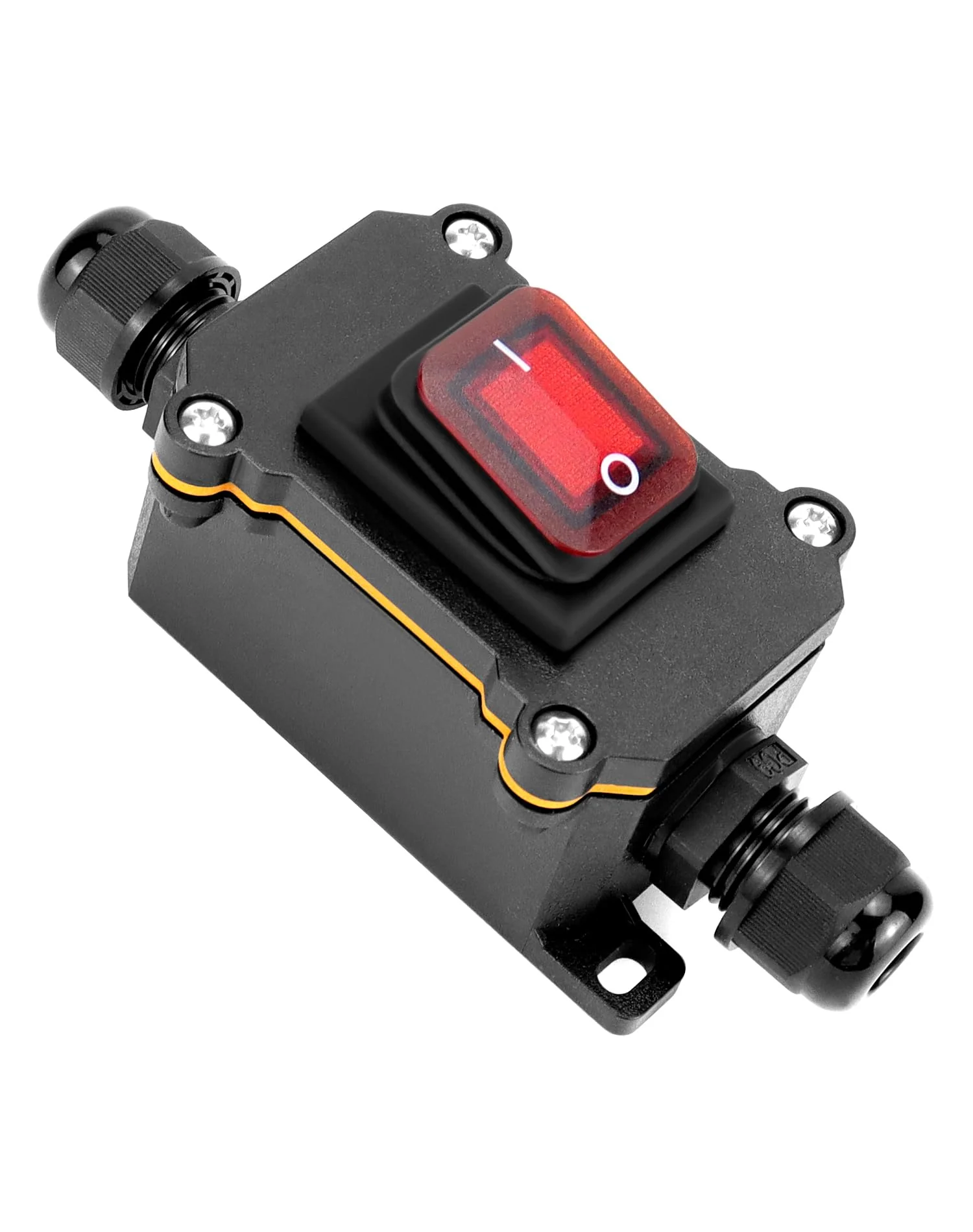 QWORK® IP65 Waterproof Inline Cable Switch with Red Indicator Light, 220V 30A, DPST Rocker Switch, Dual Position On/Off Rocker Switch - Image 8