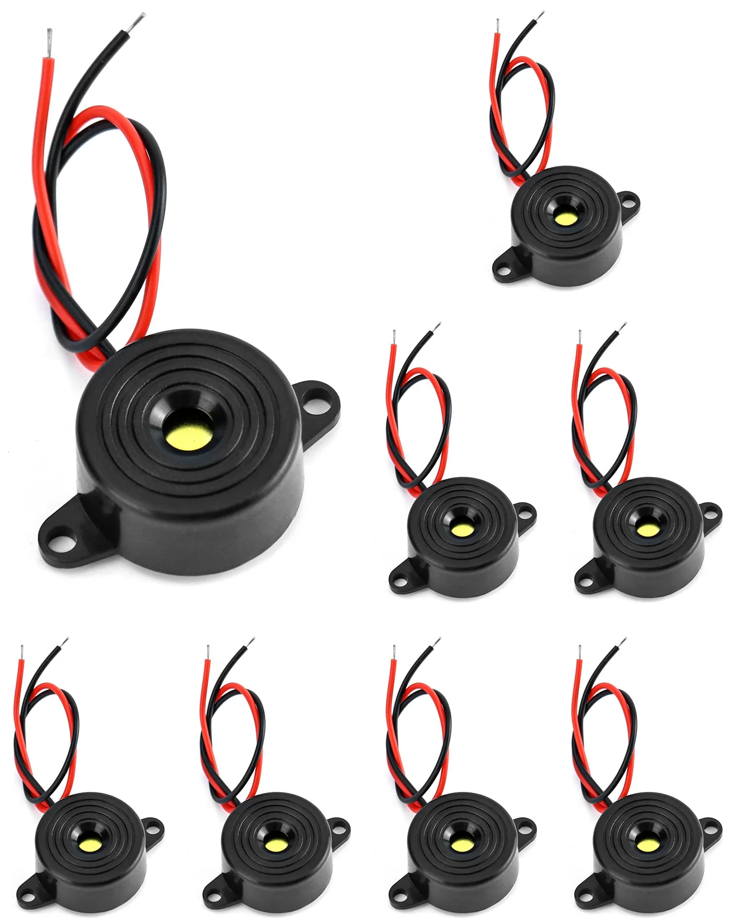 QWORK 8pcs Electronic Buzzer 3-24V Active Buzzer 87dB Buzzer Alarm Piezo Cable Length 100mm 3-24 V