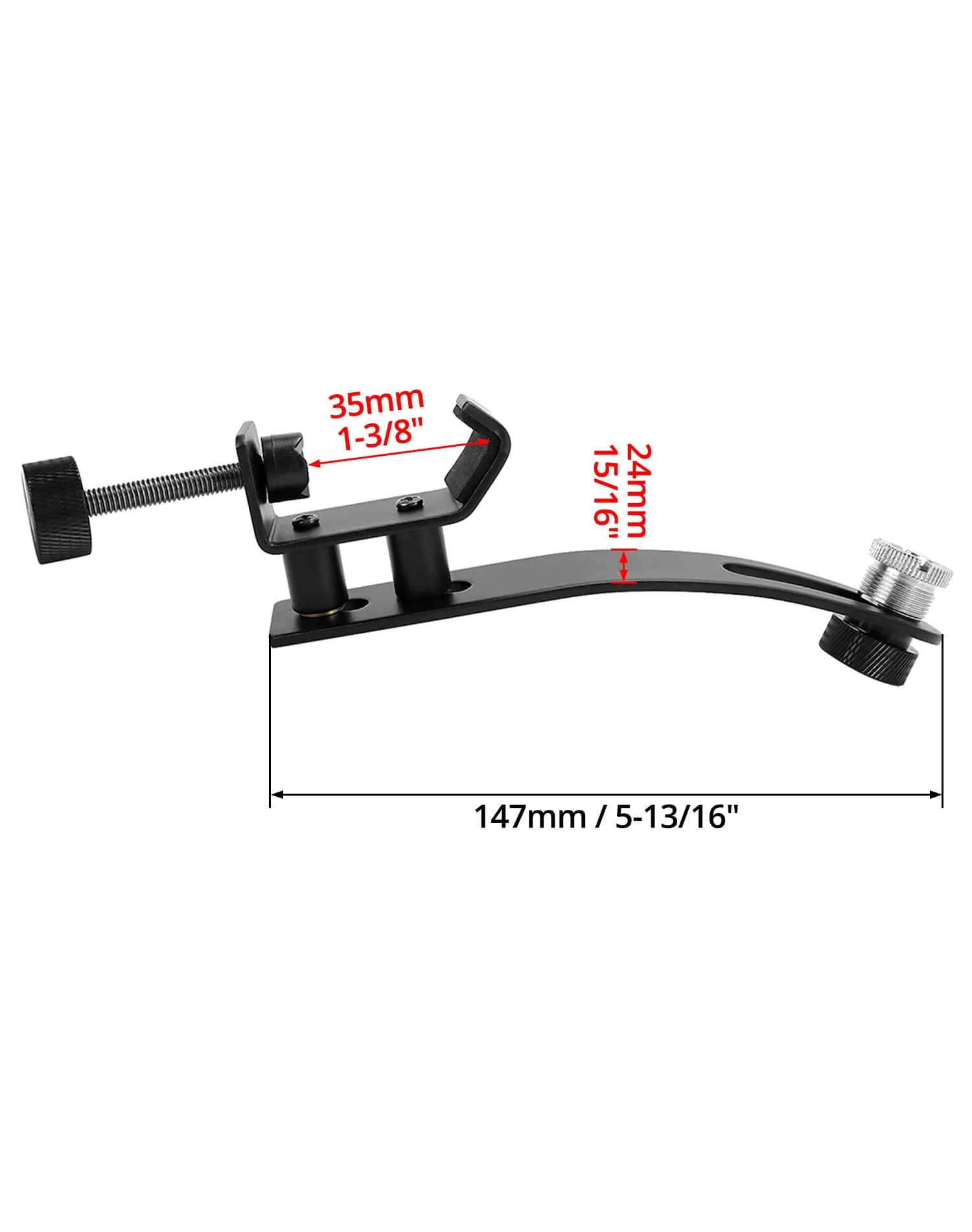 QWORK Drum Microphone Shockproof Clip, 3 Pcs Metal Mic Set Clamp, Adjustable C-Clamp Rim Mount, for 3/8"-16 and 5/8"-27 threaded stands - Image 6