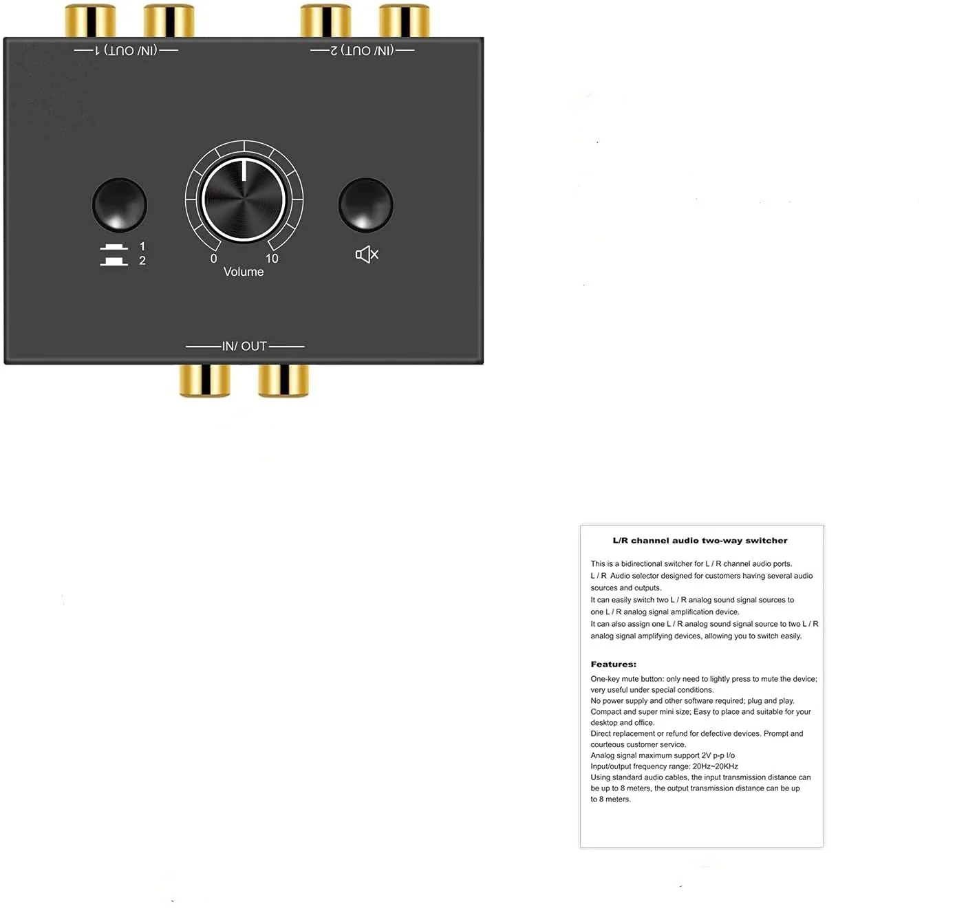 R/L Stereo Audio Switch Audio Switcher AB Switcher Passive Speaker Manual Selector Splitter Box Audio Sharing - Image 7