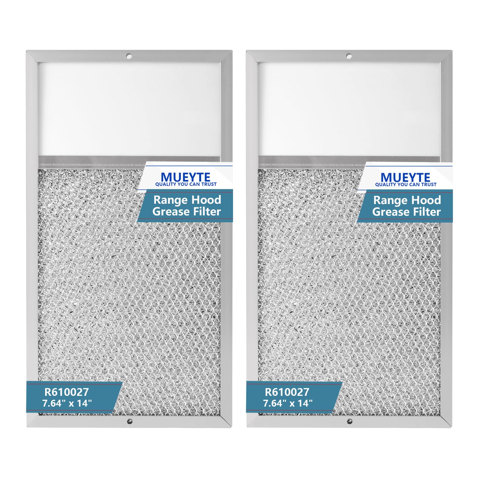 R610027 Range hood Filter with Light Lens Replacement For Broan range hood R610027 SR610027 1568322 1568323 PM25WW PM25BL AL9245 Aluminum Mesh Grease Filter 7-5/8" x 14-1/8" x 3/8" 2 Pack