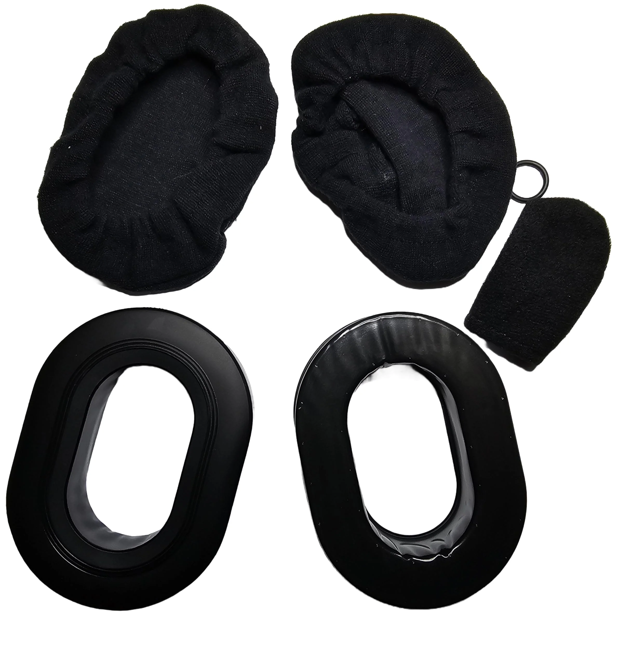 Race Radios Direct Racing Headset Aviation Ear Gel Seal Cloth Covers Mic Muff Repair Upgrade Kit, Black, 51101GCM