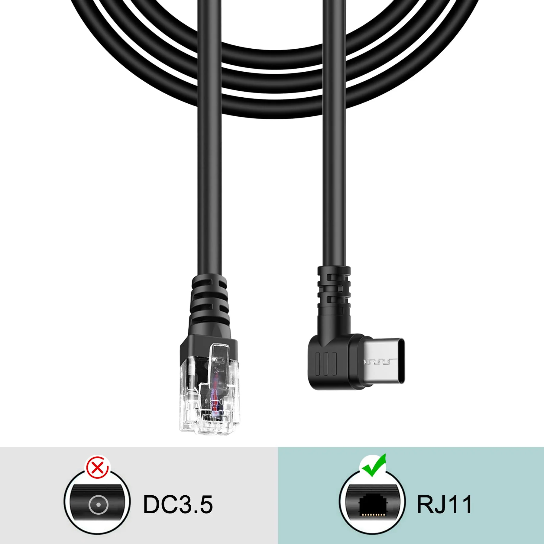 Radar Detector Cable,USB-C to RJ11 Plug Cable,use for Uniden R1 R3 R7 Beltronics Cobra Whistler Escort MAX360 Passport 9500i Radenso XP etc Replacement Radar Detector Cable 3.3ft RJ11-3.3FT - Image 5