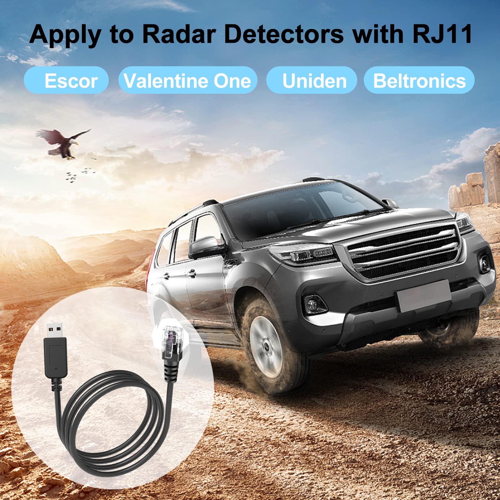 Radar Detector Cable, USB to RJ11 Plug Cable,for Escort Radenso XP Uniden Beltronics Cobra Whistler Radar Detector,Replacement Power Cable for Radar Detectors (RJ11-1.6ft) RJ11-1.6ft - Image 6