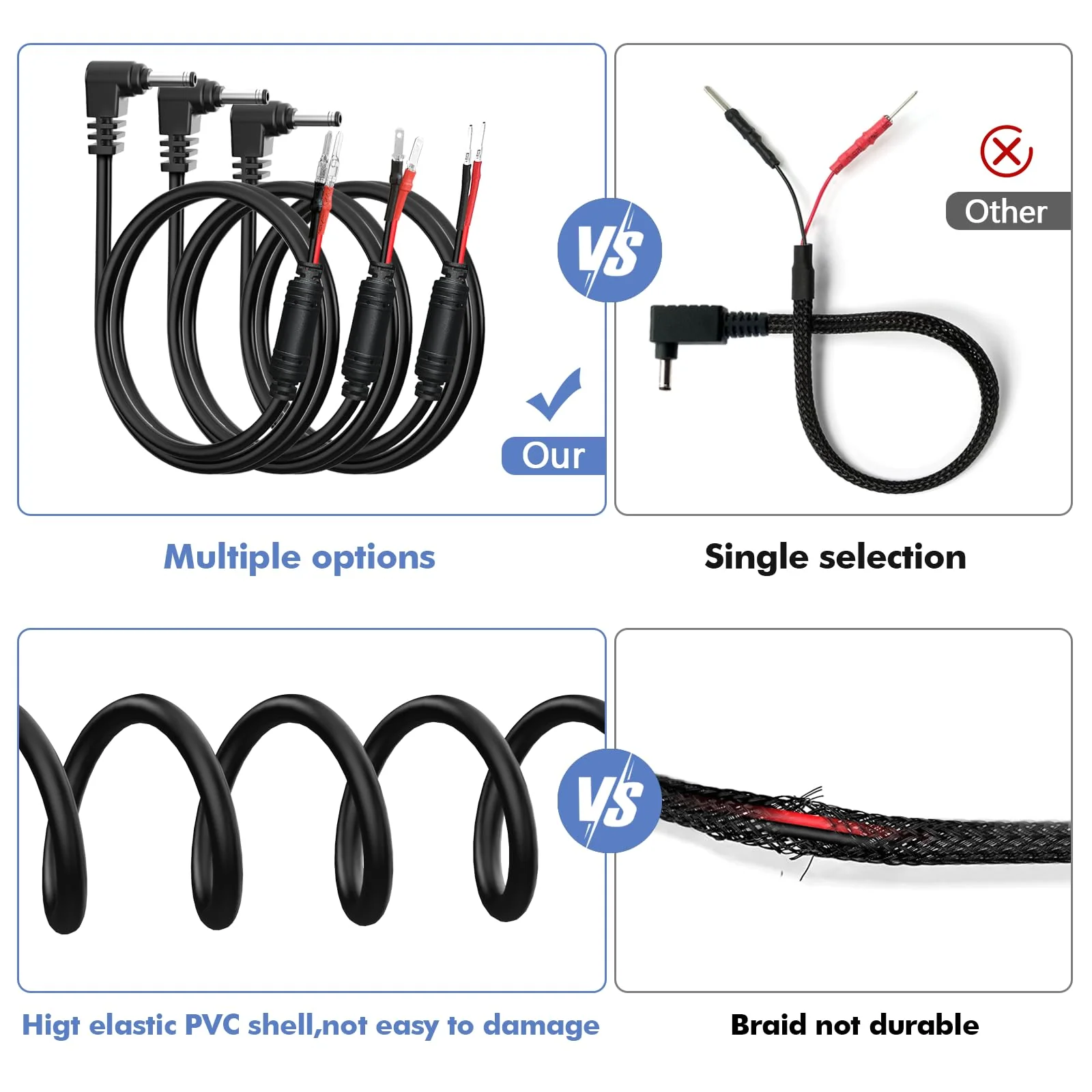 Radar Detector Hardwire Power Cord, Rearview Mirror Plug Cable, with Inline Fuse Holder,Suitable for Uniden Escort Beltronics Valentine One Cobra Whistler Radar Detector,3-Piece Set,17.7'' (DC3.5) DC3.5-17.7in - Image 5