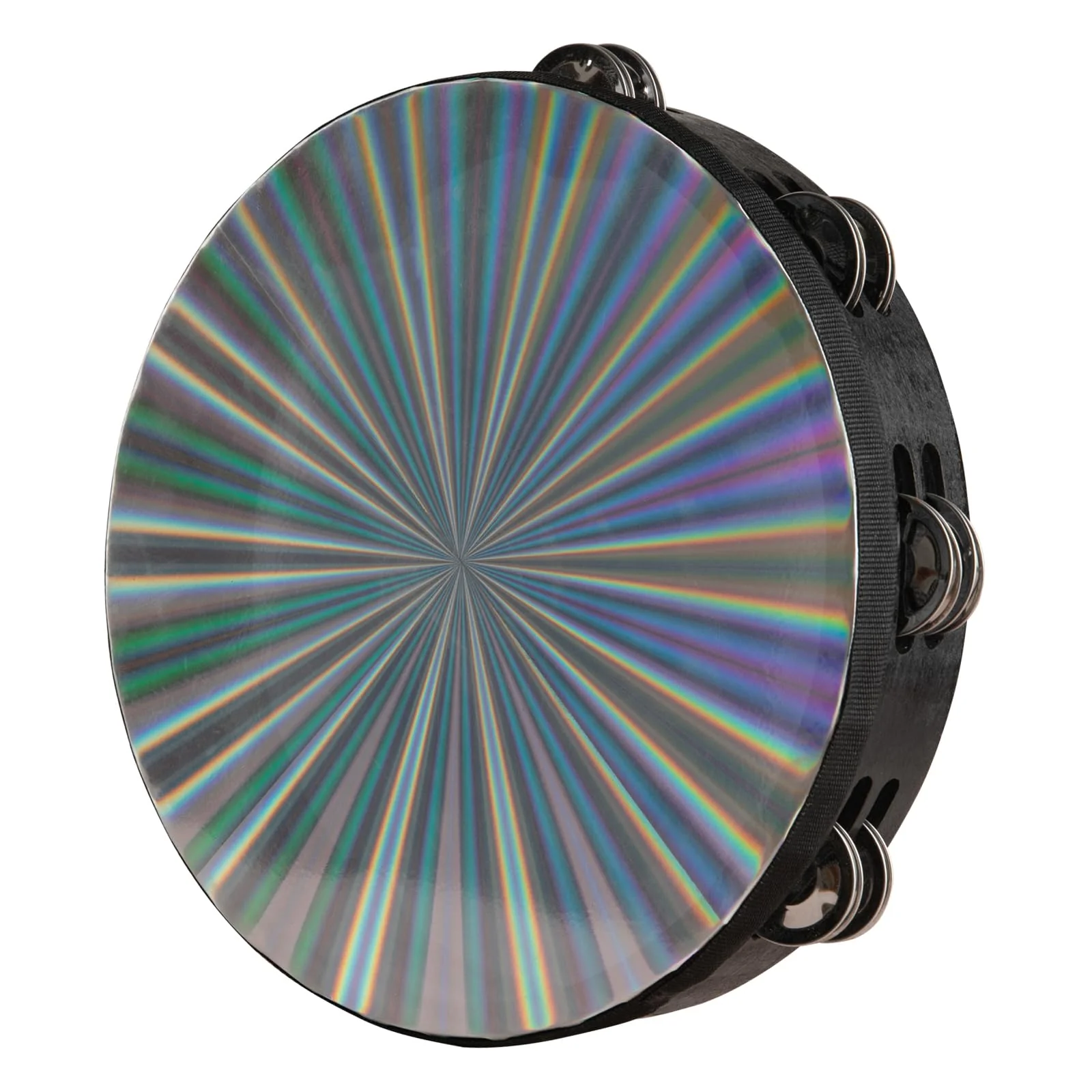 Radiant Tambourine 10 Inch Hand Held Tambourine Double Row Jingles Reflective Drum Percussion Musical Instrument for Adults Church KTV Party Dance Radiant10inch