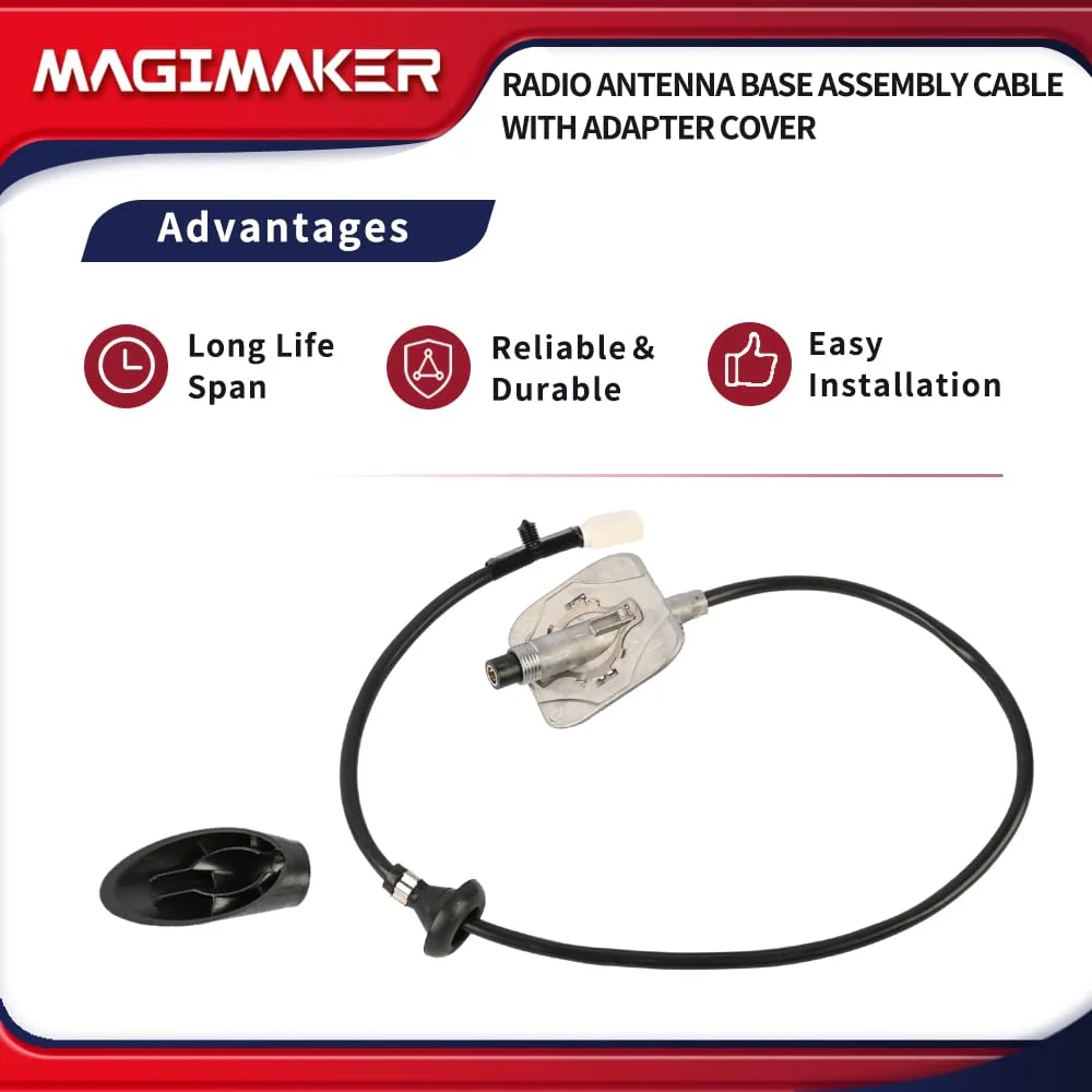 Radio Antenna Base Assembly Cable with Adapter Cover 5064394AH Compatible with Dodge Ram 1500 2500 3500 4500 5500 2009-2021 Replace ‎5064394AG 5064395AE Tube Antenna Base Mast Kit - Image 4