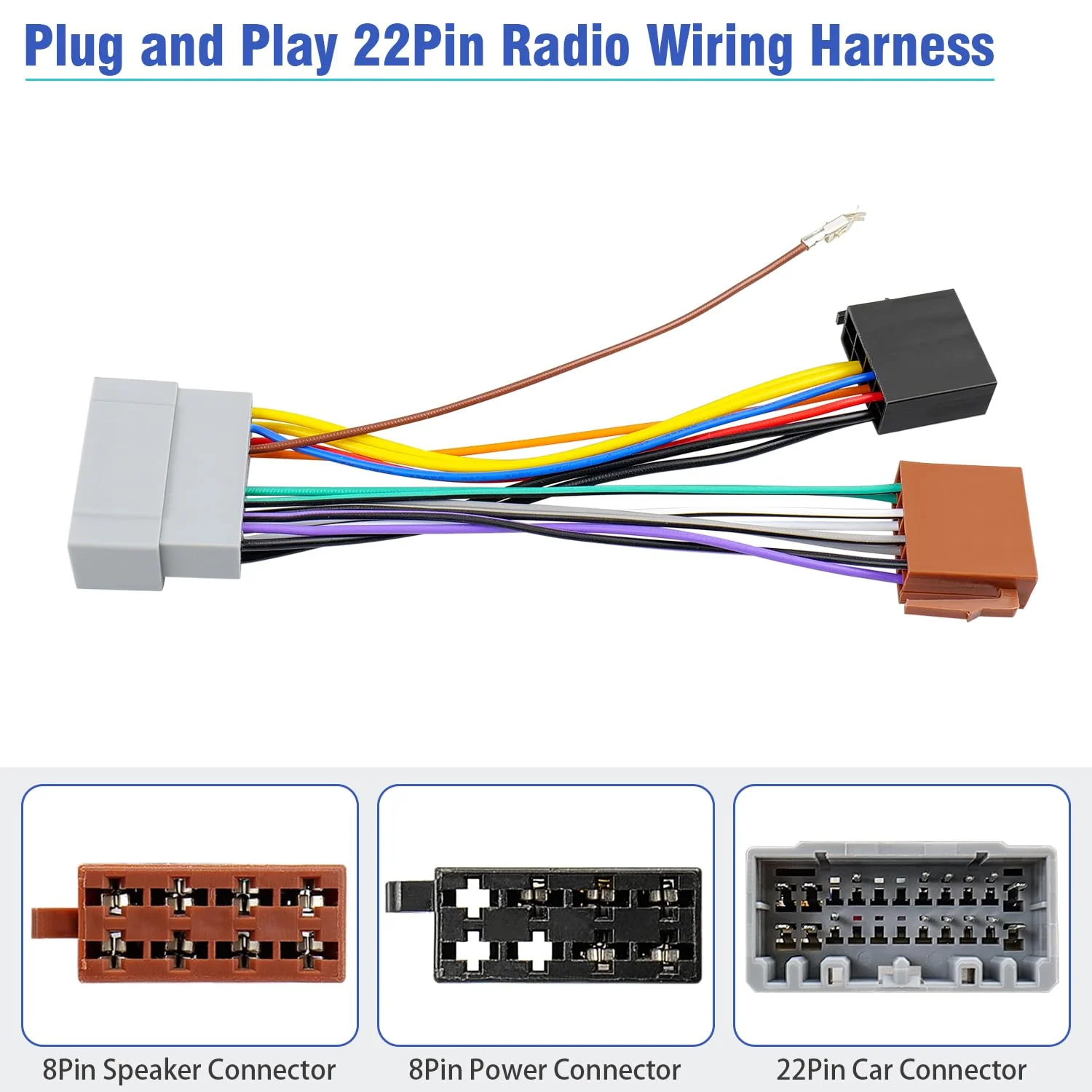 Radio Wiring Harness Adapter Compatible with Dodge Ram Caravan Charger Jeep Wrangler Commander Chrysler Voyager Sebring 22Pin Car Stereo Wire Connector - Image 3
