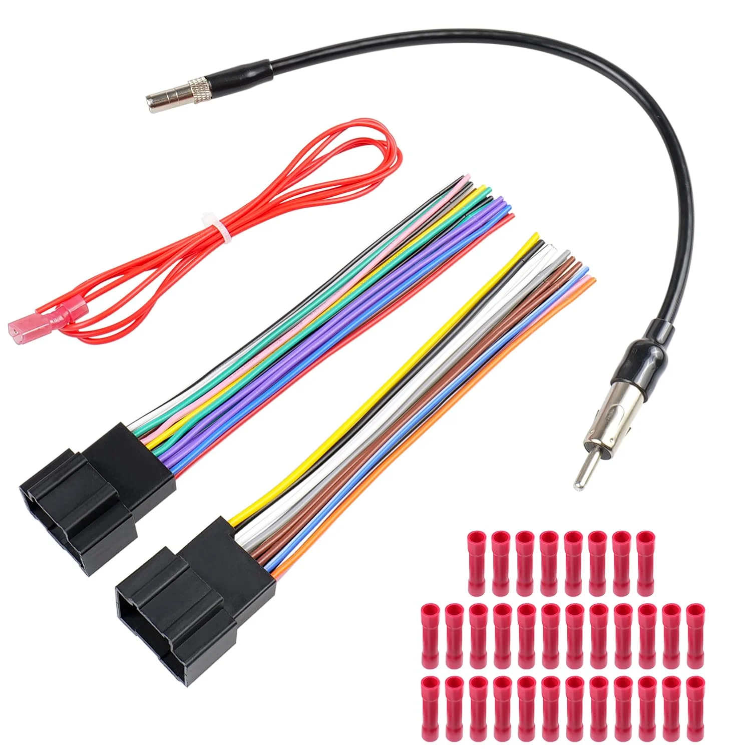 Radio Wiring Harness Antenna Compatible with Chevrolet Chevy Sierra Silverado Express Suburban Captiva GMC Savana Buick, 14/16Pin Car Stereo Wire Connector+ACC Ignition Harness Adapter Kit