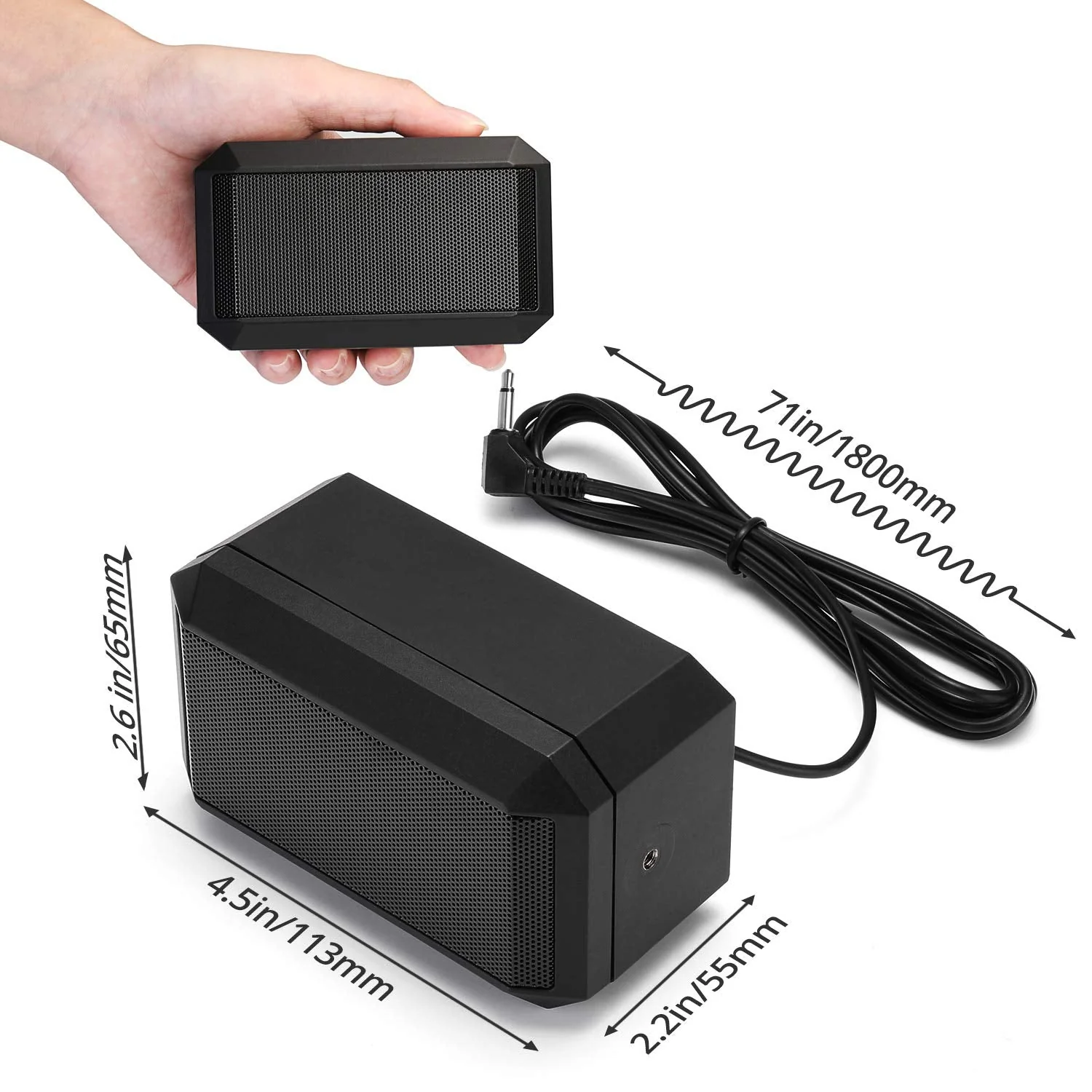 Radioddity Mini External Speaker for Mobile Radio Car Transceiver, 5W Universal Portable, 71" Power Cable, 4 x 4, Compatible CB-27 Pro DB20-G Icom ID-5100 Yaesu FT-891 Midland MXT115 - Image 5