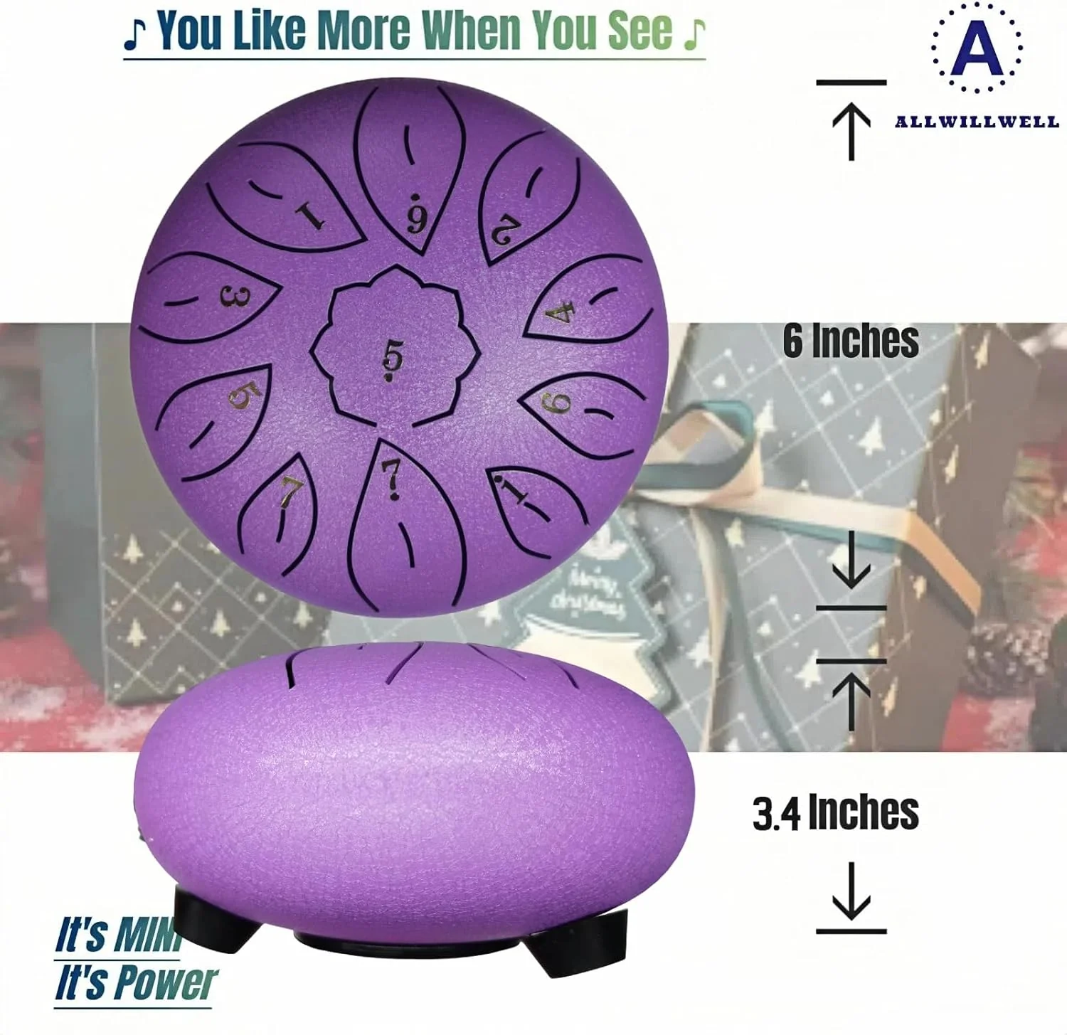 Rain Drum for Outside Garden, Steel Tongue Drum - 6 Inch 11 Notes Metal HandPan Drums,Waterproof Rain Chime,Musical Gifts 6''-11note Purple - Image 3