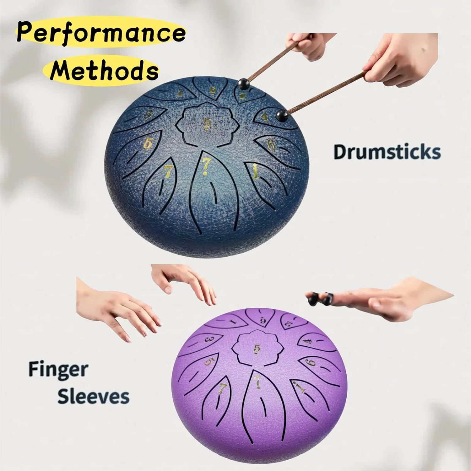 Rain Drum for Outside Garden, Steel Tongue Drum - 6 Inch 11 Notes Metal HandPan Drums,Waterproof Rain Chime,Musical Gifts 6''-11note Purple - Image 4