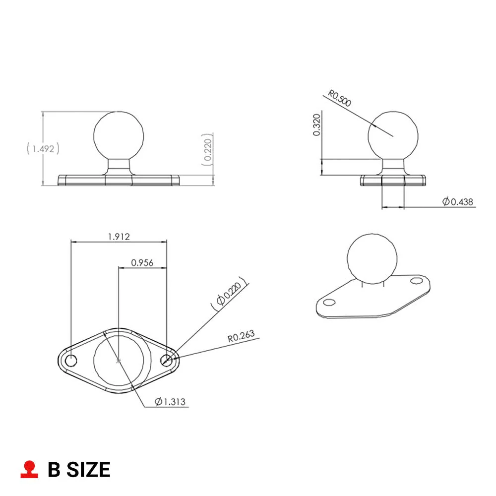 RAM MOUNTS Diamond Ball Base Marine-grade Aluminum - Image 4