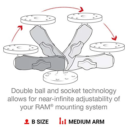 RAM Mounts RAM-B-201U Double Socket Arm (Medium) Compatible with RAM B Size 1" Ball Components Medium Arm - Image 7