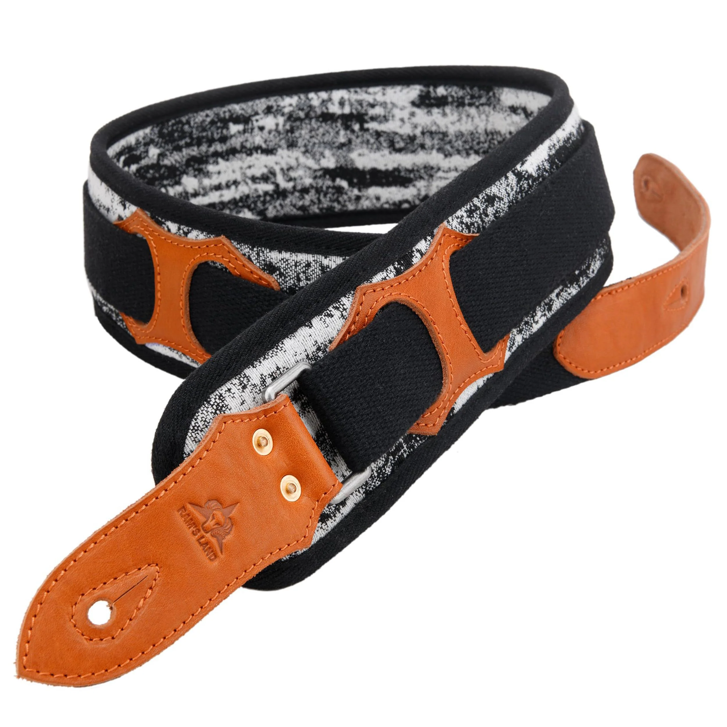RAM'S LAND 3 inch Wide Leather Guitar Straps, Padded Guitar Strap for Electric, Acoustic, and Bass Guitar 009-fl