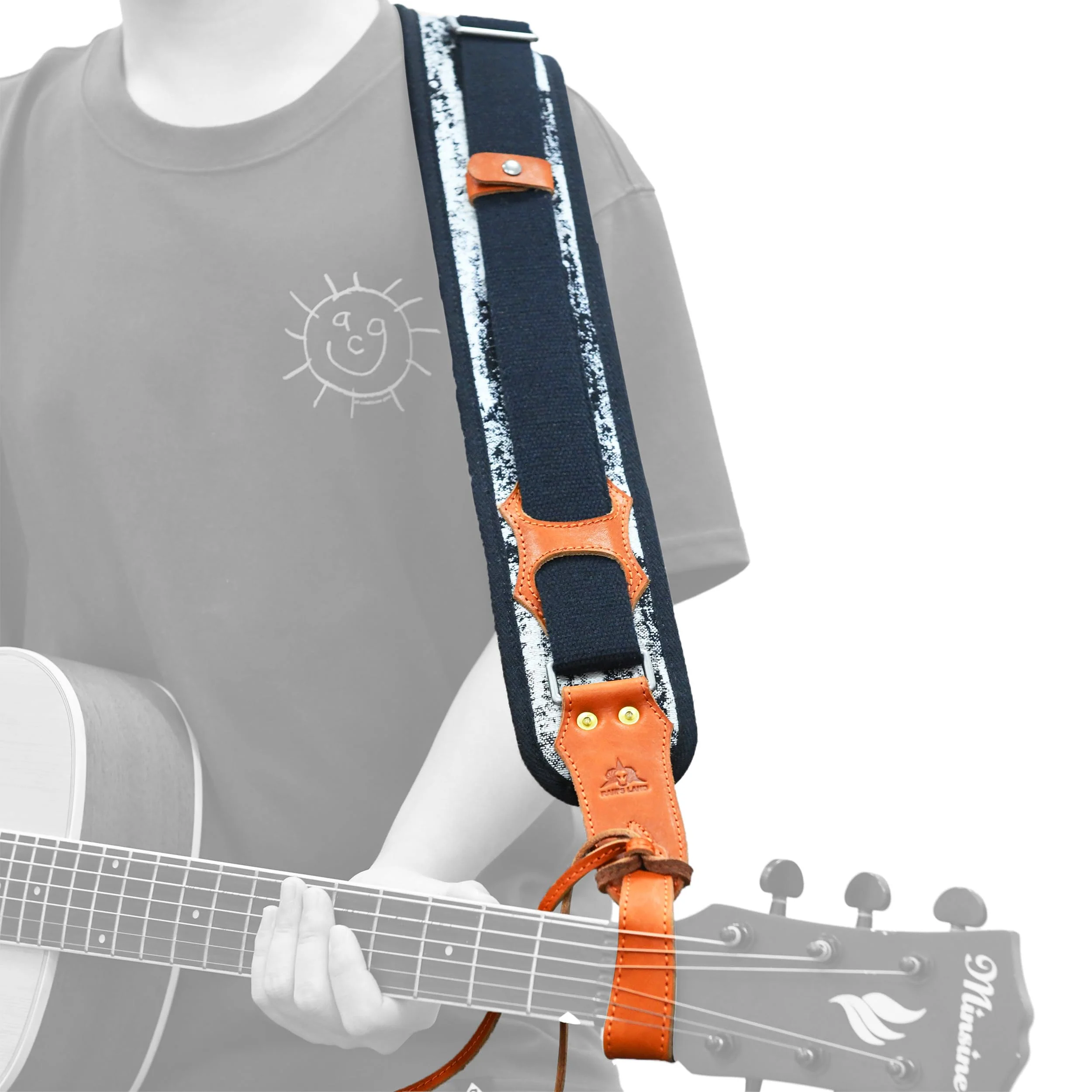 RAM'S LAND 3 inch Wide Leather Guitar Straps, Padded Guitar Strap for Electric, Acoustic, and Bass Guitar 009-fl - Image 2