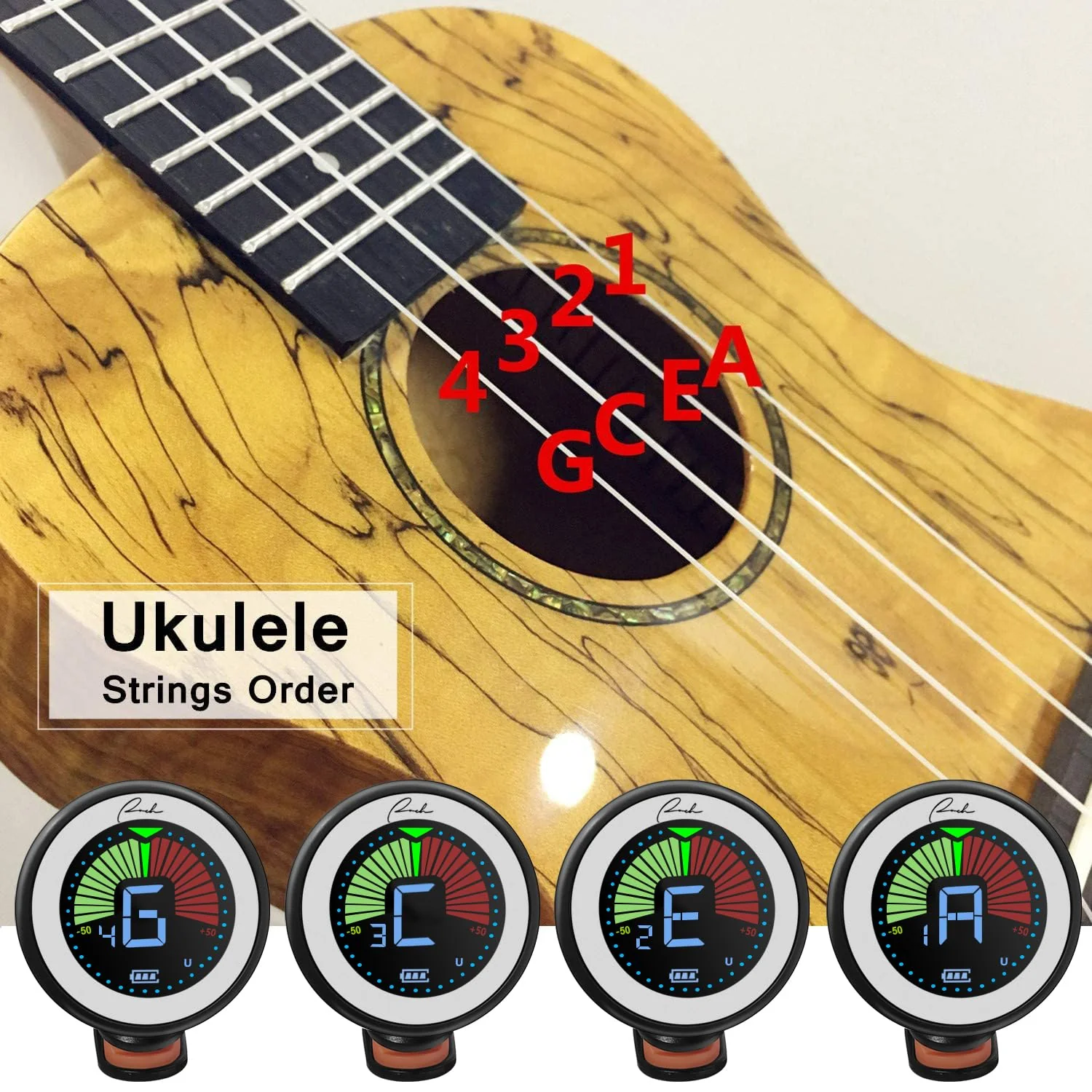 Ranch Rechargeable Guitar Tuner Clip On for Acoustic/Electric Guitar, Ukulele, Violin, Bass and Chromatic Tuning Modes - Black - Image 7
