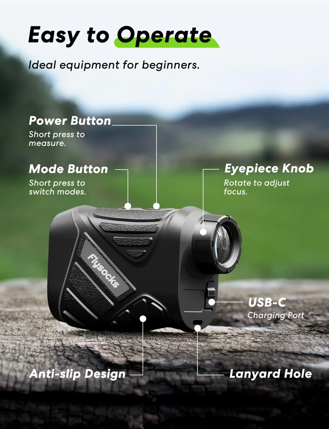 Range Finder for Hunter, 2000Y Hunting Rangefinder with Rechargeable Battery, 7X Zoom Laser Rangefinder, Clear Accurate Range Finder for Shooting/Golf with Slope Mode, Easy to Use - Image 4